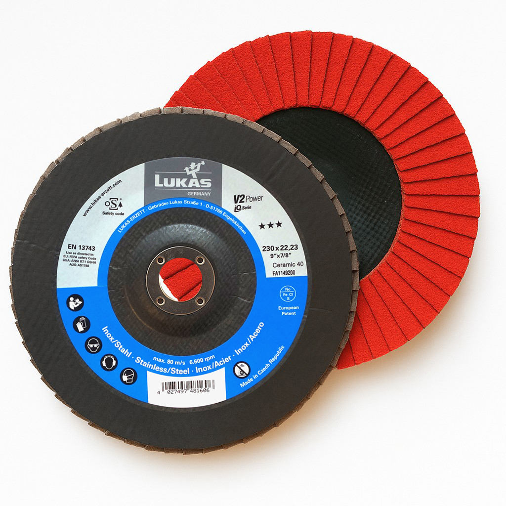 5x LUKAS Fächerscheibe Fächerscheiben Schleifscheibe V2 Power Ø 230 mm Korn 40