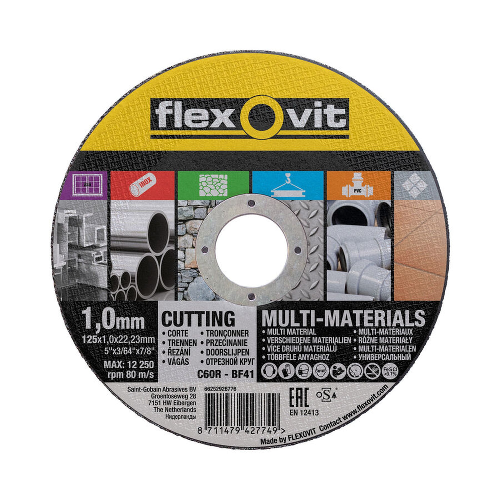 25 x Norton Trennscheibe ultradünn Mehrzweck 125x1x22.23mm Flexovit MERCHANDISING