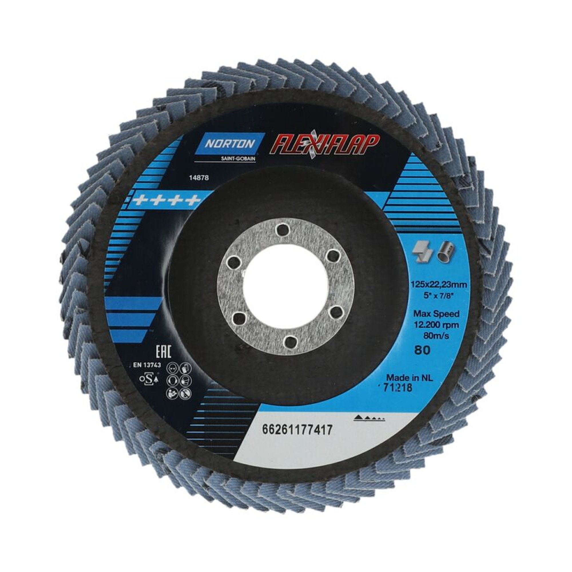 10 x Norton Fächerschleifscheiben 125x22mm K80 - Hochwertige Schleifmittel für Profis