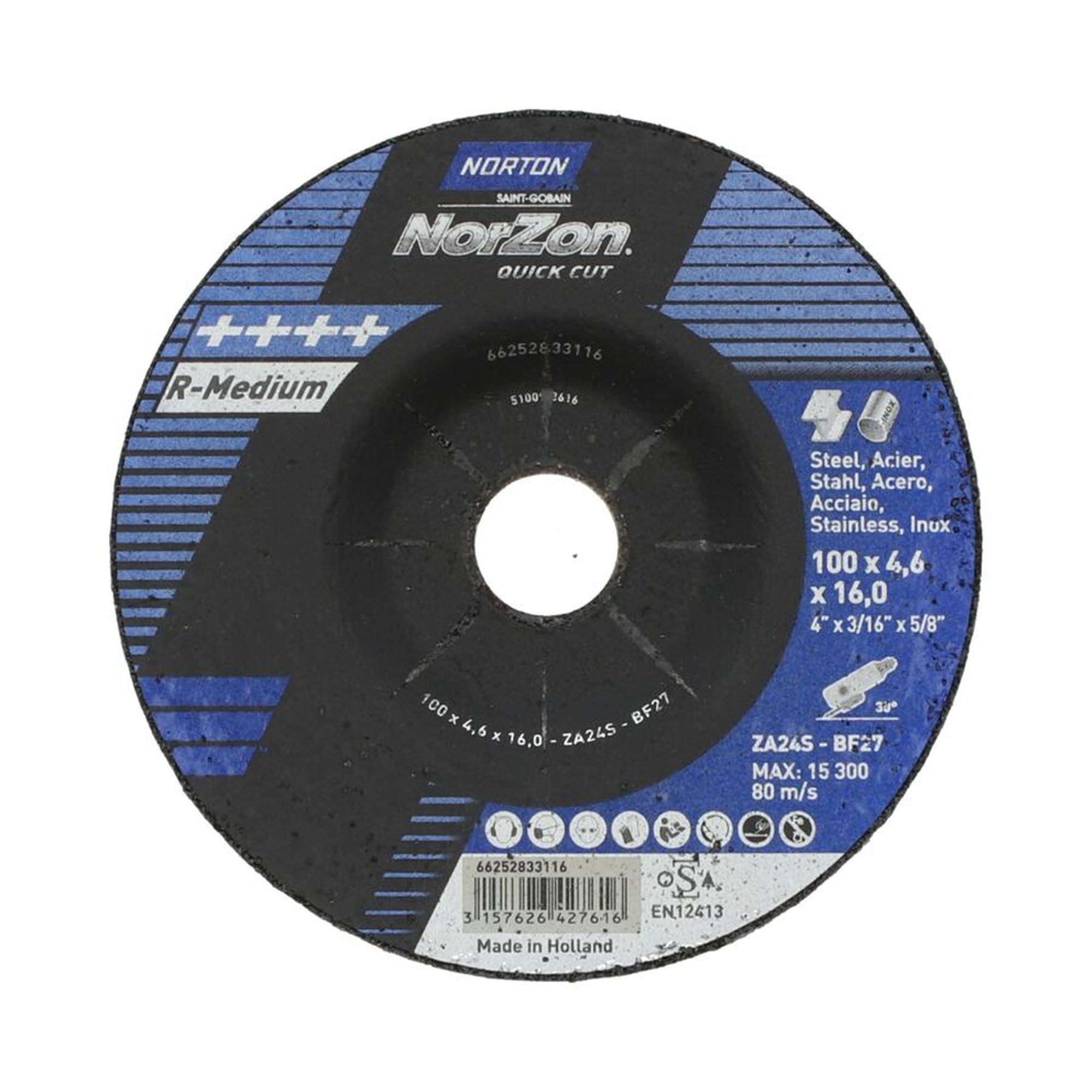 25 x Norton NORZON QUICK CUT Schruppscheibe für Metall/Inox 100x4.6x16mm
