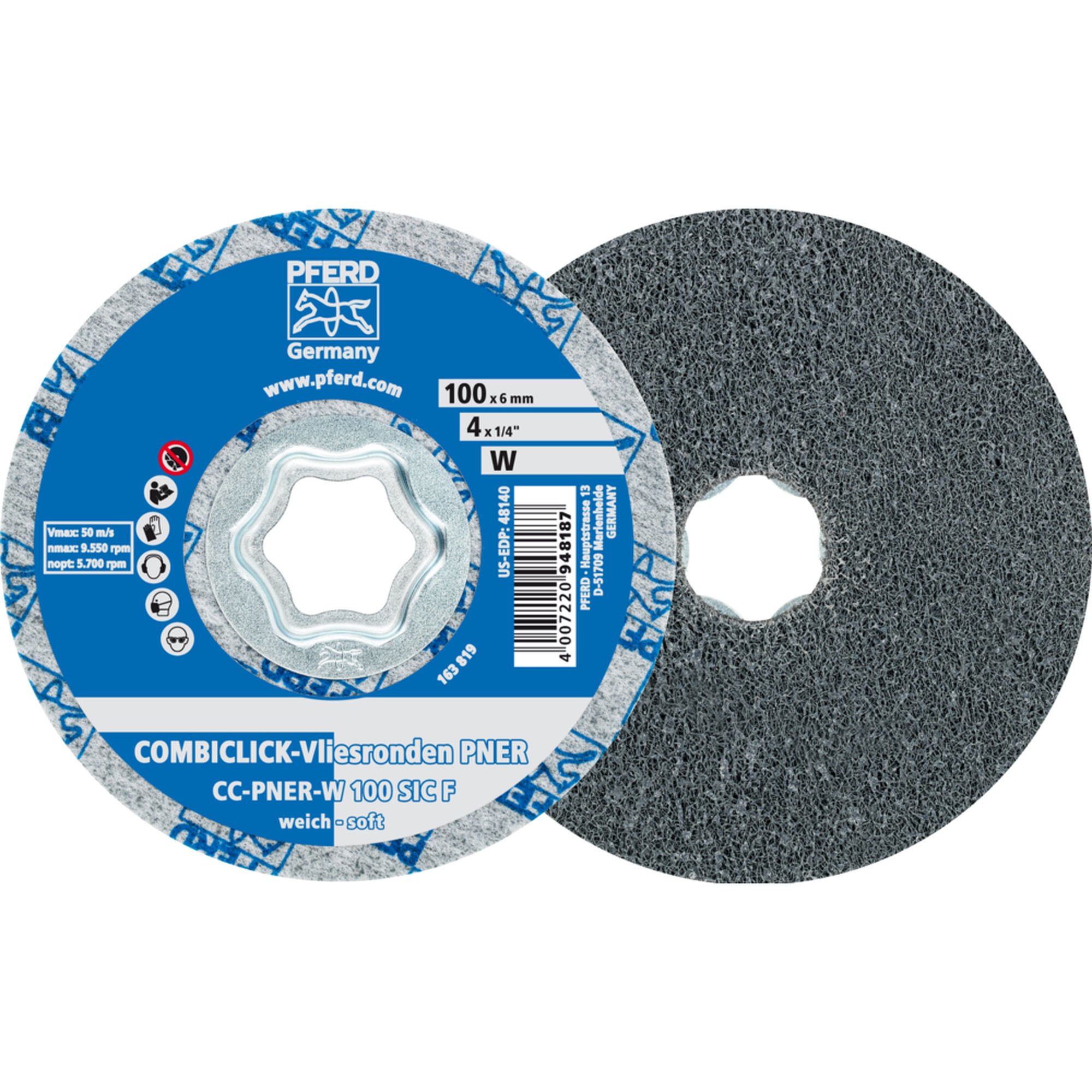 5 x PFERD COMBICLICK Vliesronde CC-PNER W 100 SiC F