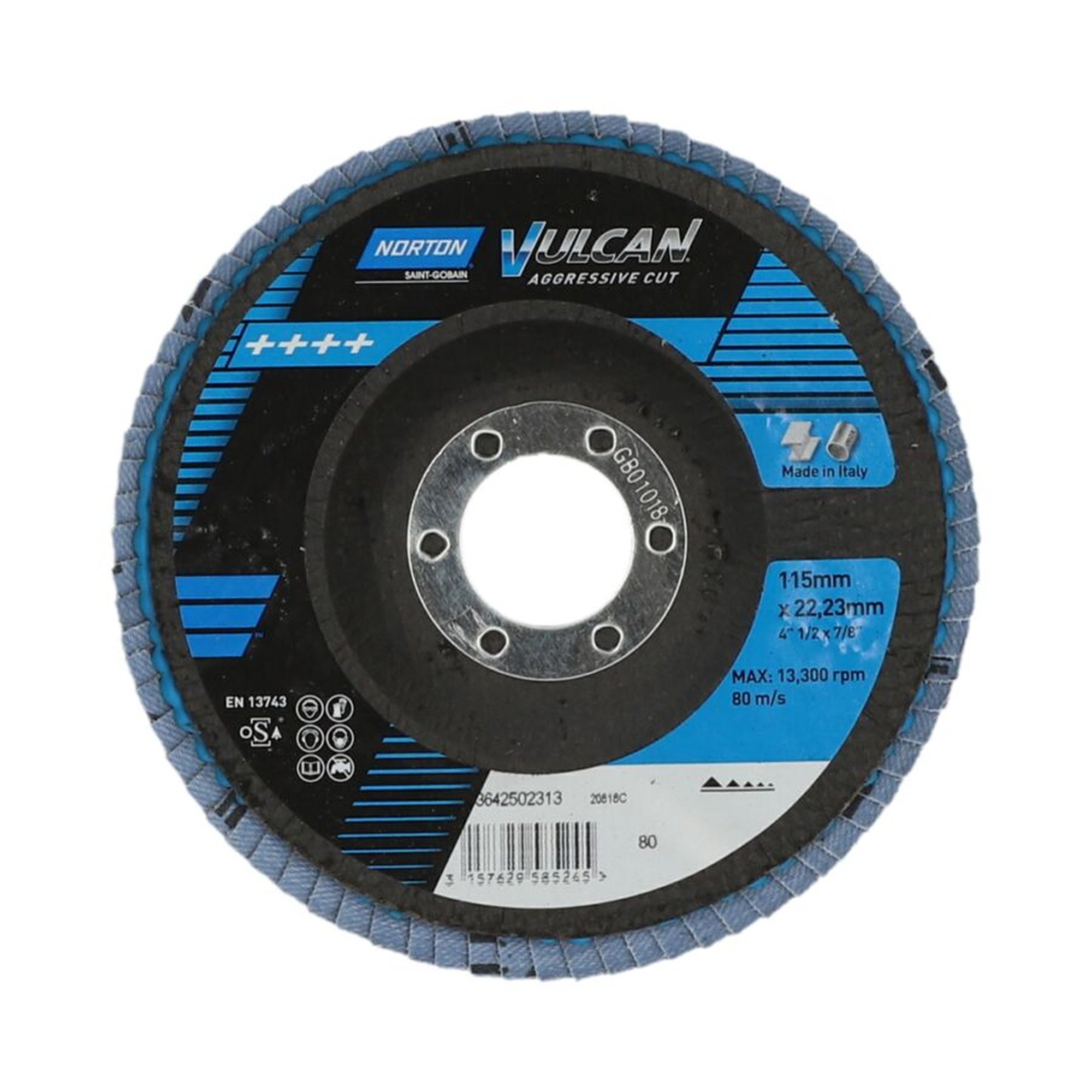 10 x Norton VULCAN R842 Fächerschleifscheiben | 115 x 22 mm | Korn 80 | MBM: 10