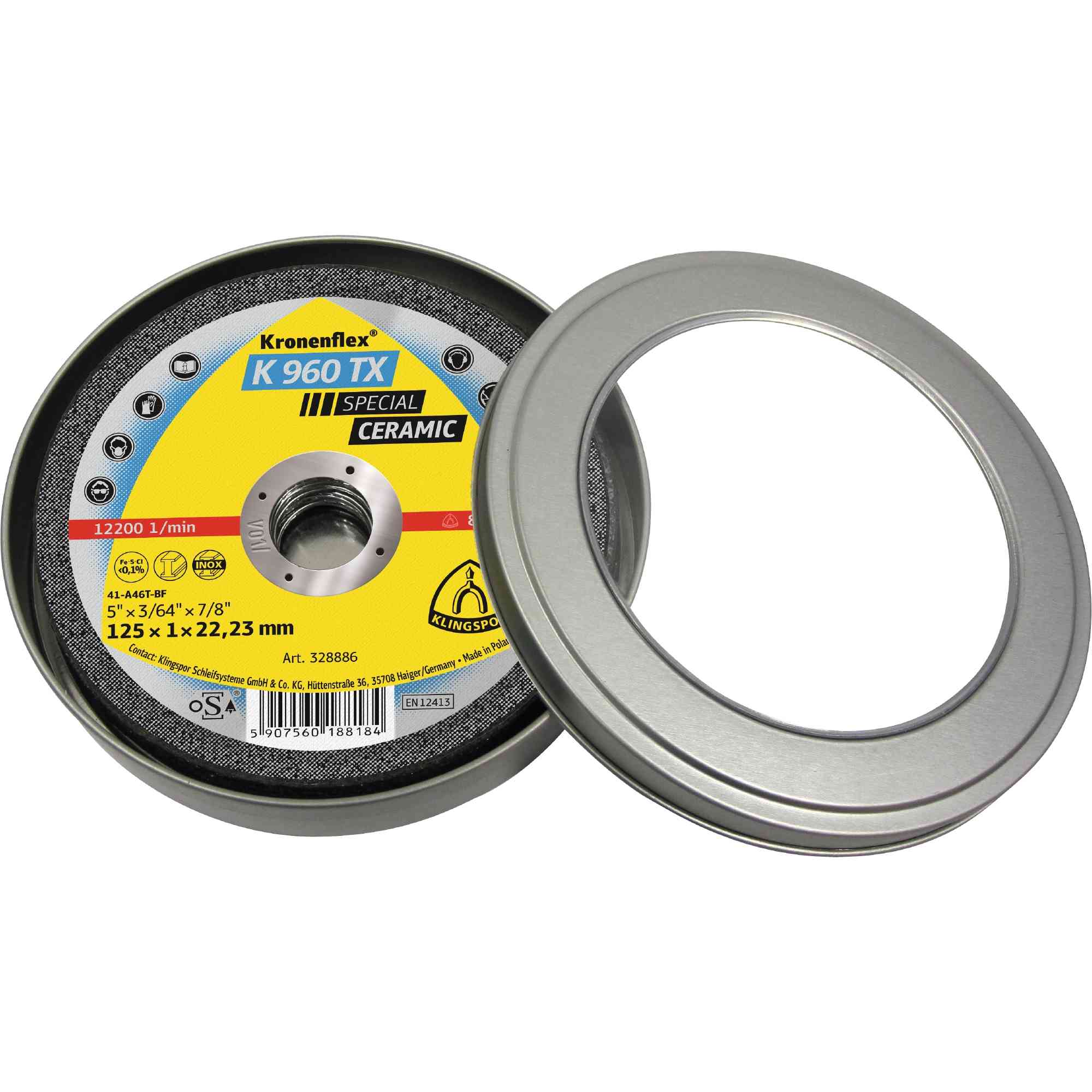 100 x Klingspor K 960 TX Trennscheiben 5 Dosen a 10 Stück | Keramik 115 x 1 x 22,23 mm gerade | Großpack für Industrie