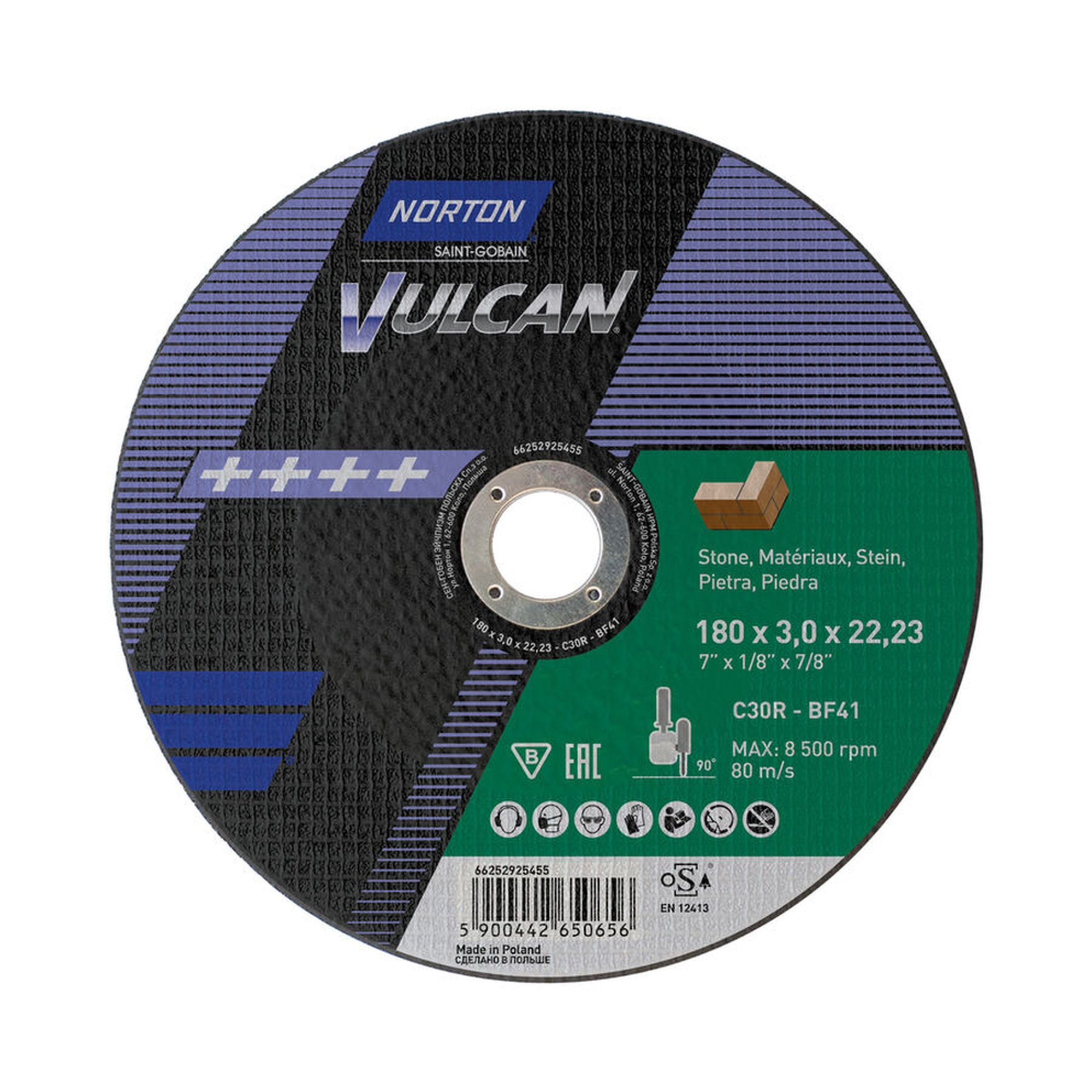 2000 x Norton Trennscheibe für Stein 180x3x22.23mm VULCAN