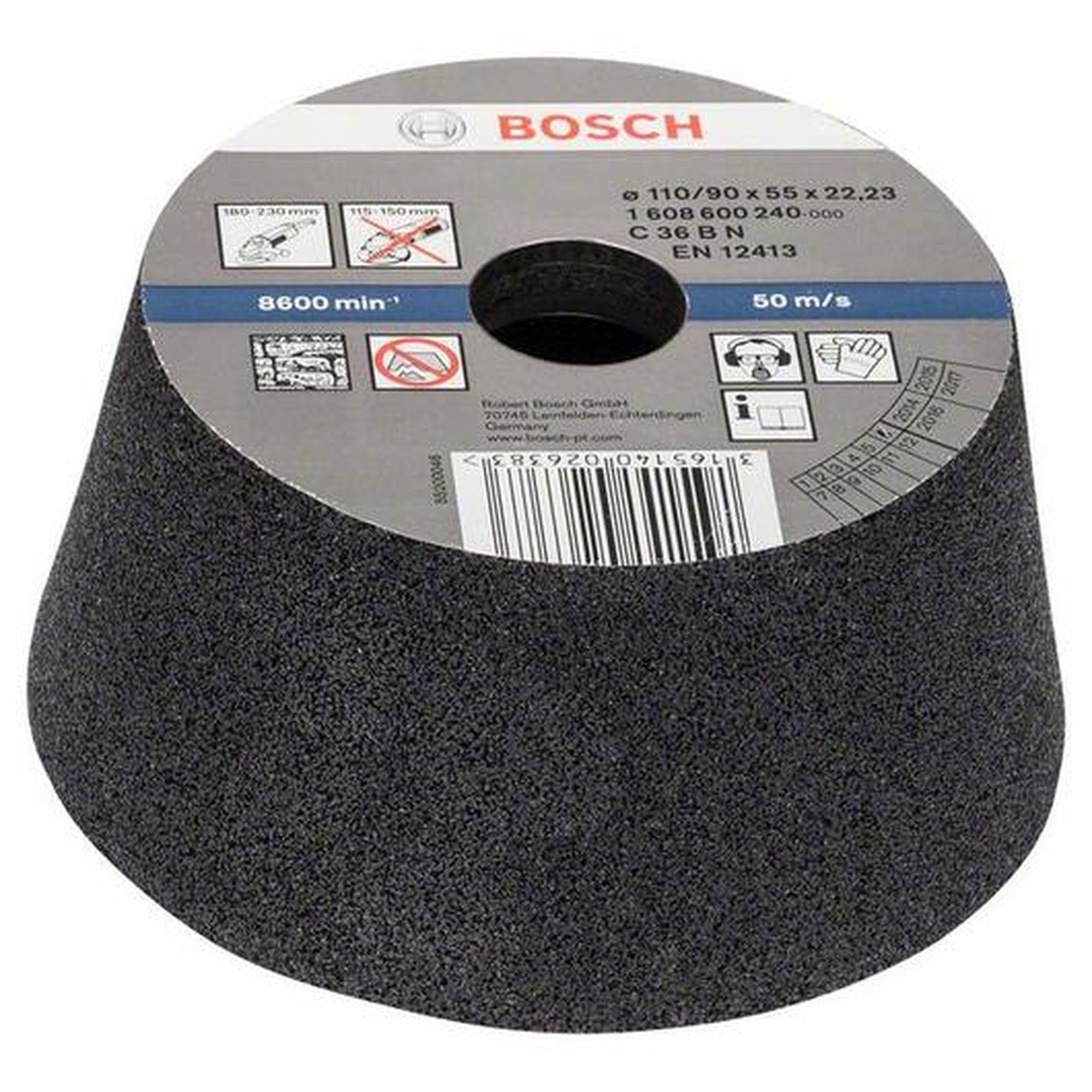BOSCH Schleiftopf, konisch, Stein/Beton, Ø 90 - 110 mm, H: 55 mm, K 30