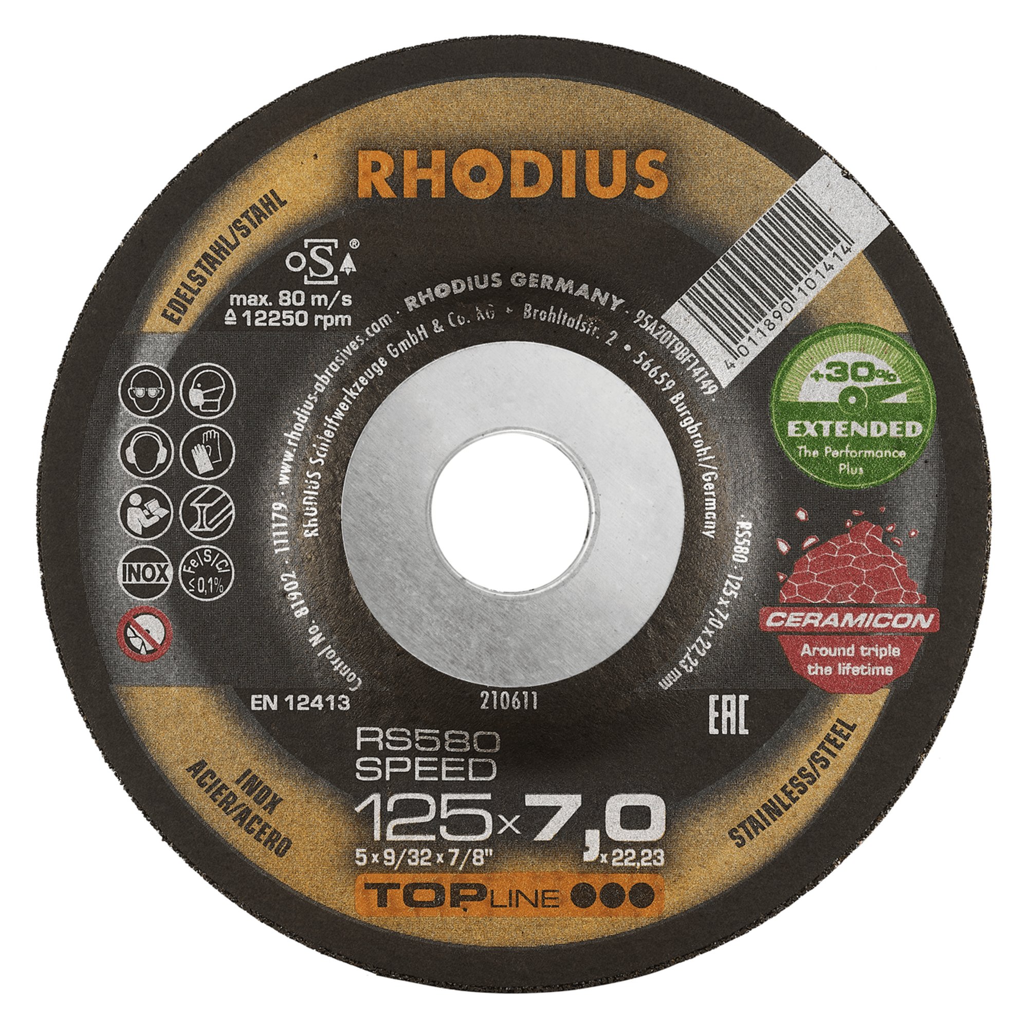 25 x RHODIUS Schruppscheibe RS580 EXTENDED Ø 125 mm
