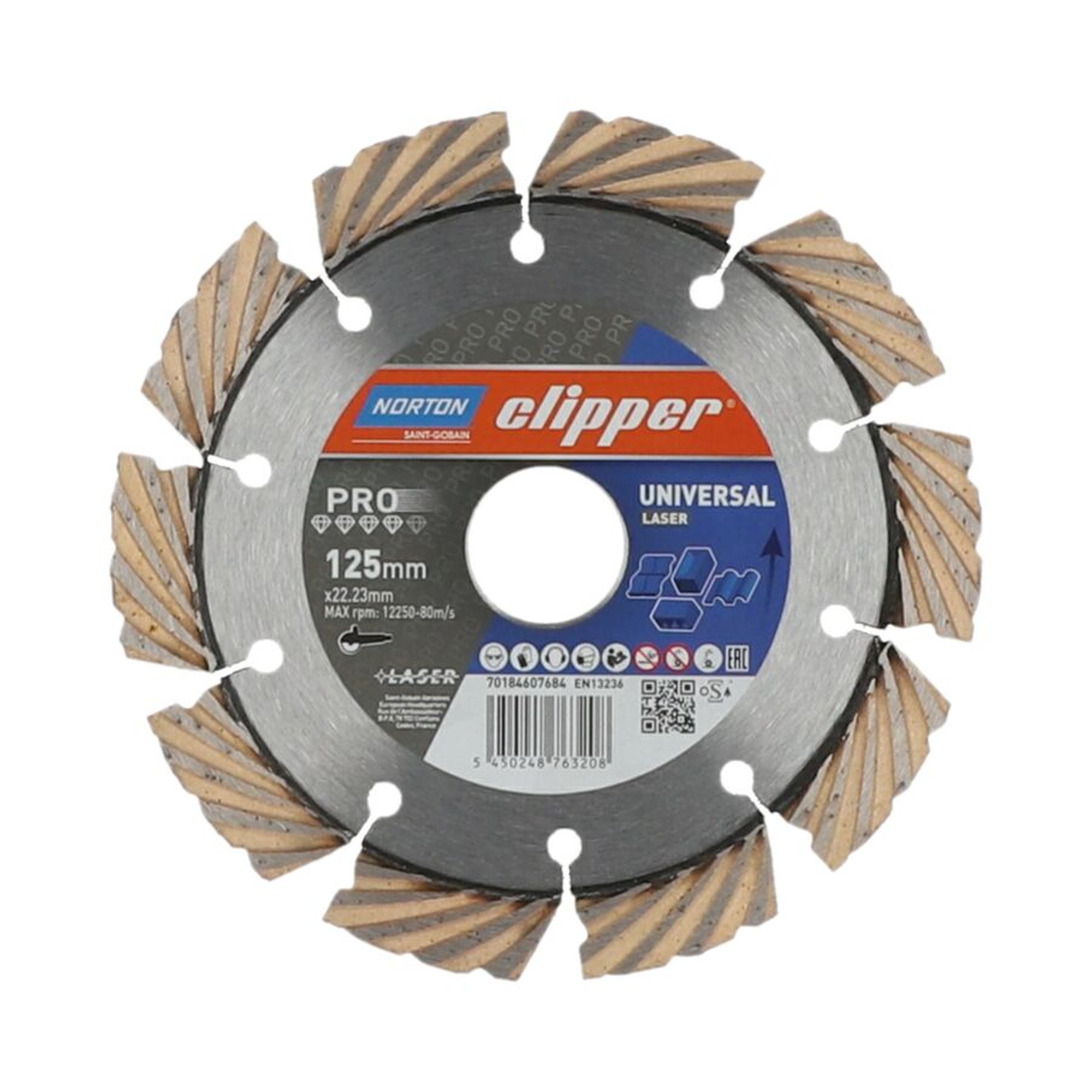 Norton Clipper PRO UNIVERSAL LASER Diamantscheibe 125x22.23mm für vielseitigen Einsatz