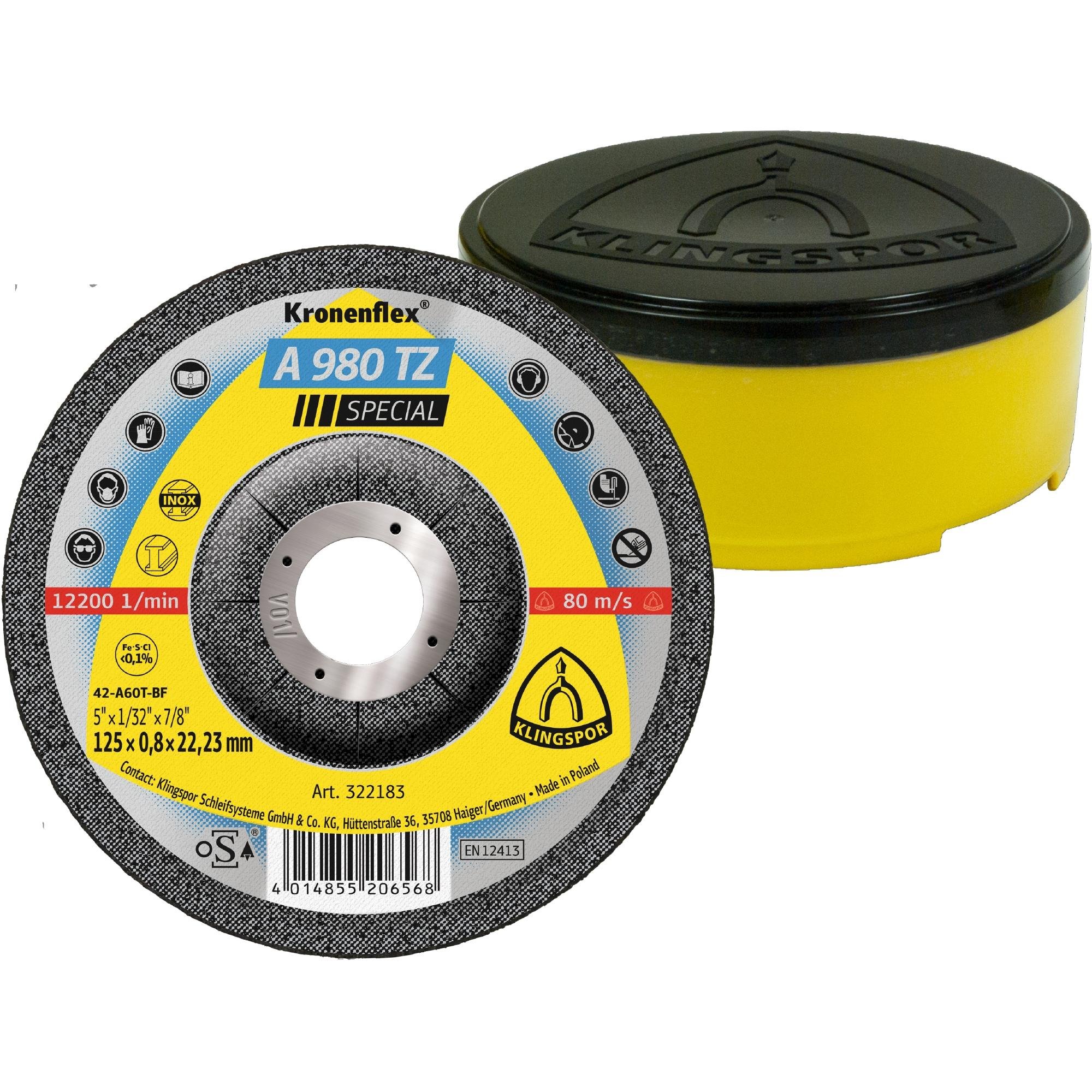 25 x Klingspor A 980 TZ Trennscheiben, 125 x 0,8 x 22,23 mm gekröpft