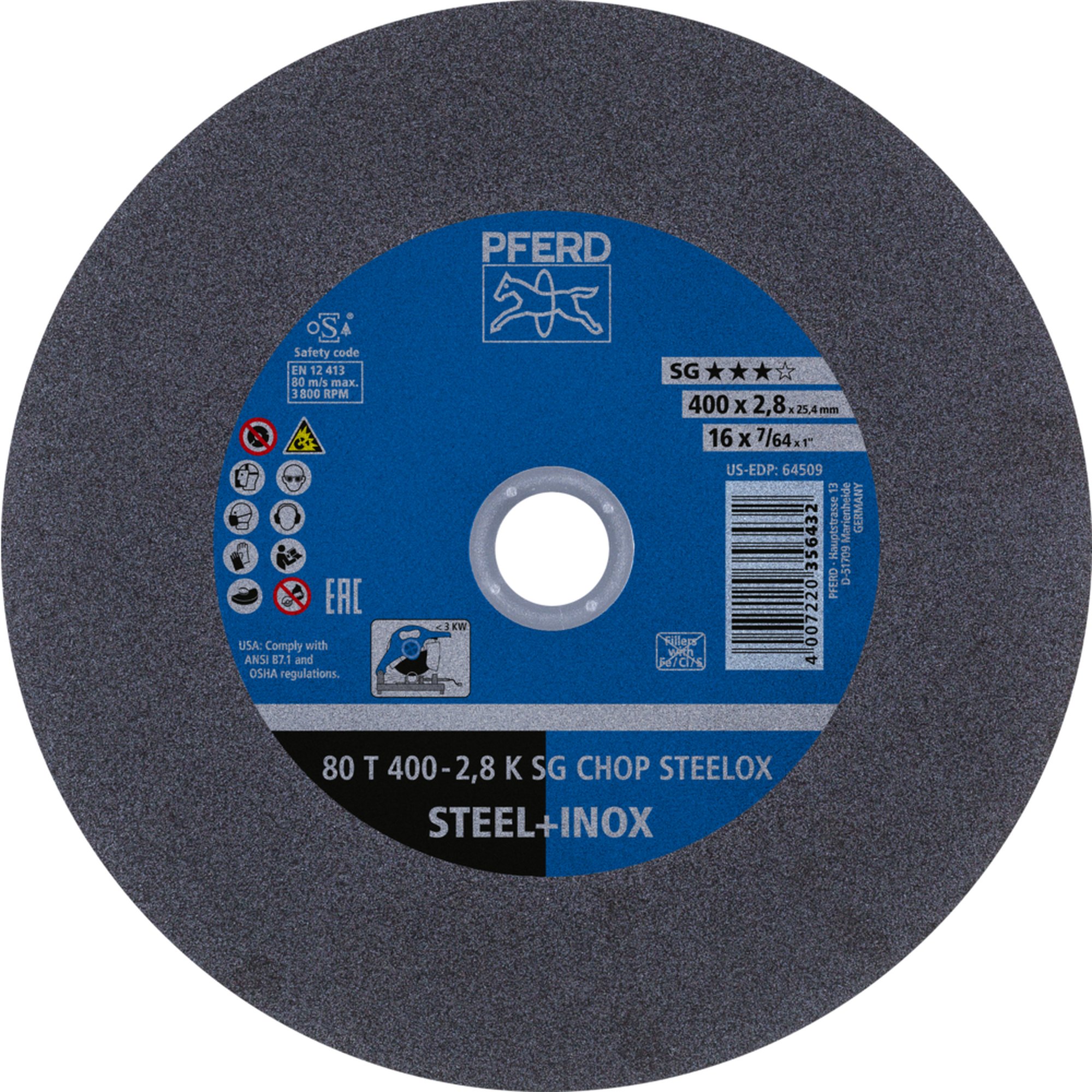 10 x PFERD Trennscheibe CHOPSAW 80 T 400-2,8 K SG CHOP STEELOX/25,4