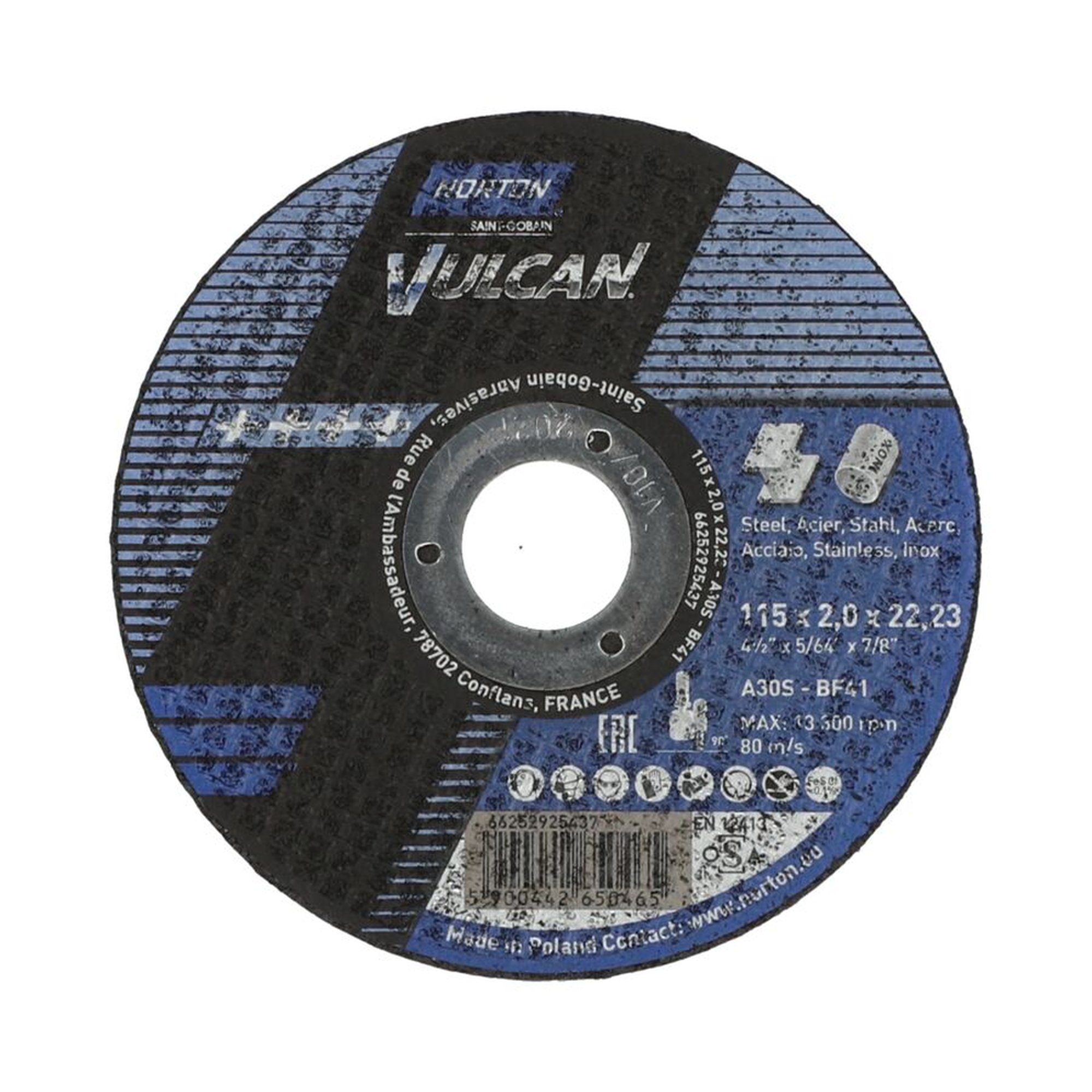 25 x Norton Trennscheibe gerade 41 | 115x2,0x22,23 A 30 S Vulcan | Hochleistungsscheibe