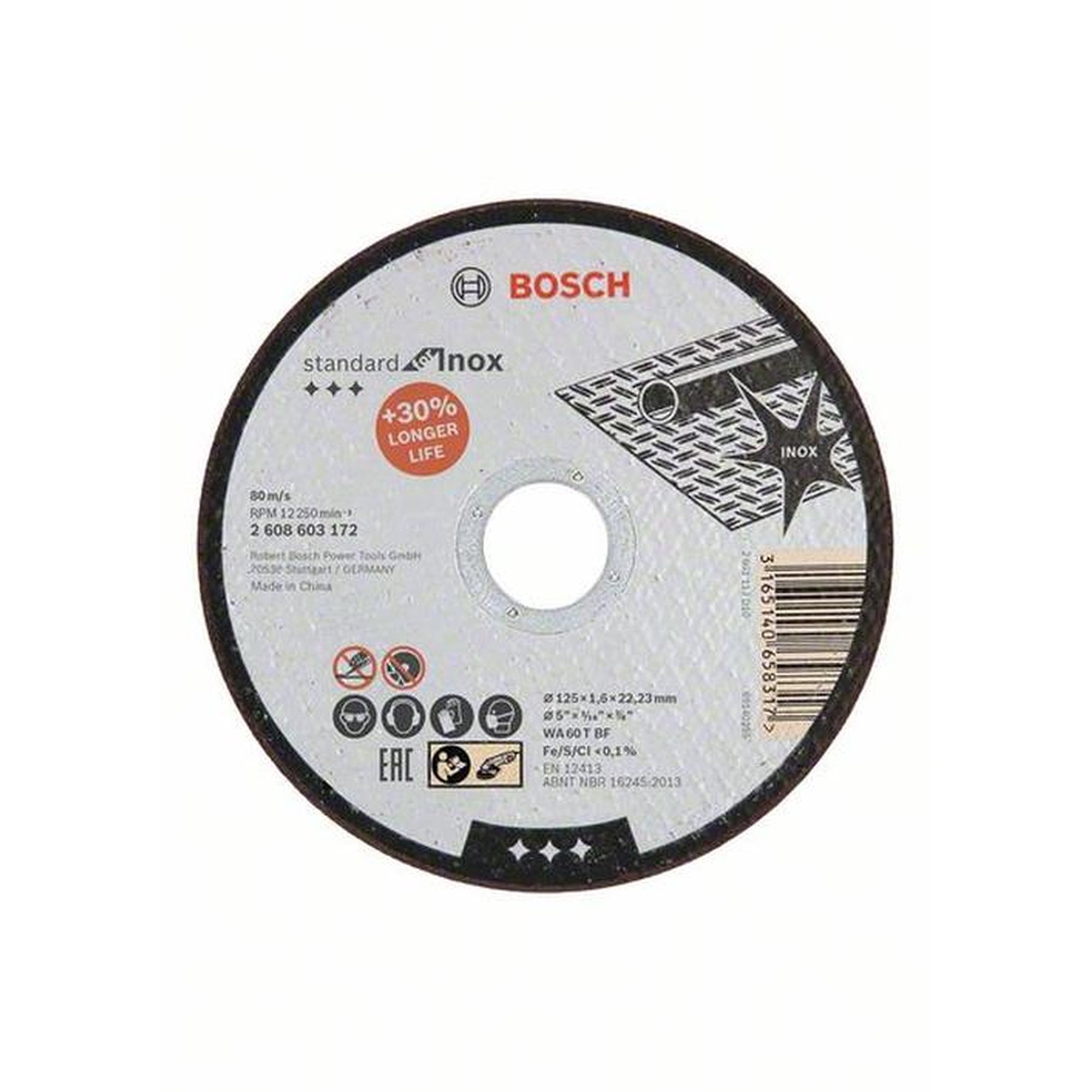 25x BOSCH Trennscheibe gerade Standard für Edelstahl WA 60 T BF, Ø 125 x 1,6 mm