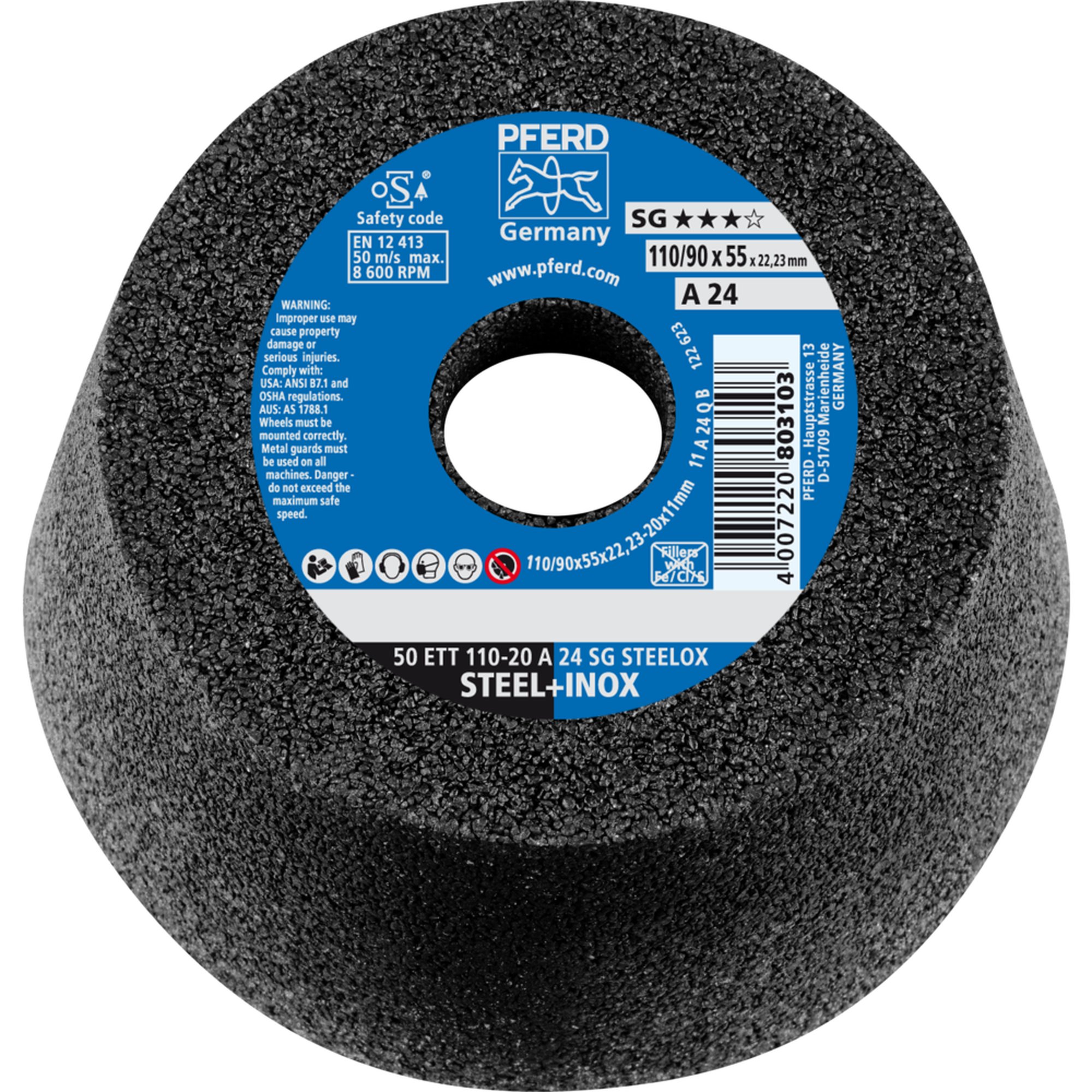 2 x PFERD Schleiftopf 50 ETT 110-20 A 24 SG STEELOX