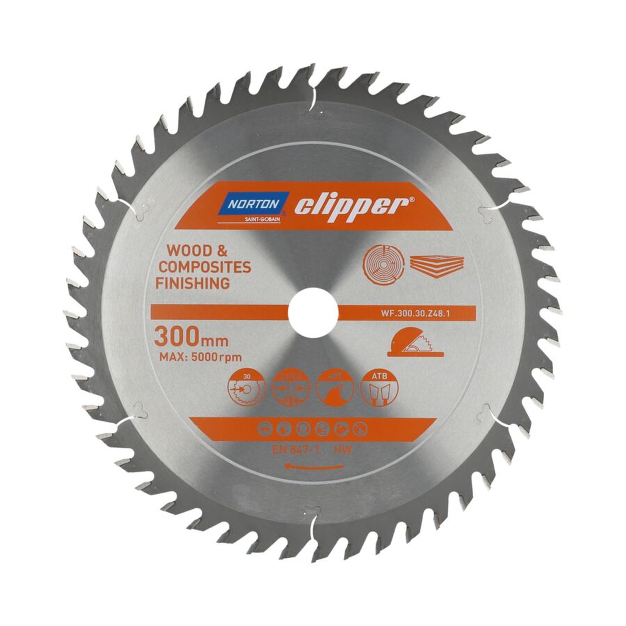 Norton Clipper TCT-Sägeblatt 300x3.2mm für Holzveredelung, 30mm Bohrung