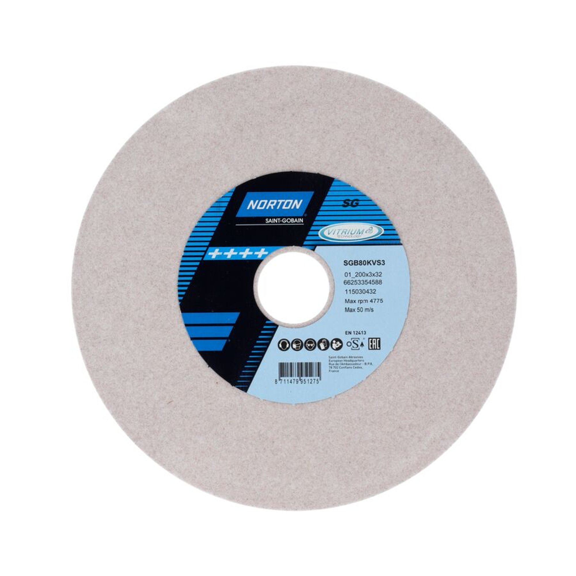 15 x Norton Schleifscheibe gerade 200x3x32 Korn 80 Vitrium 3 für präzises Schleifen