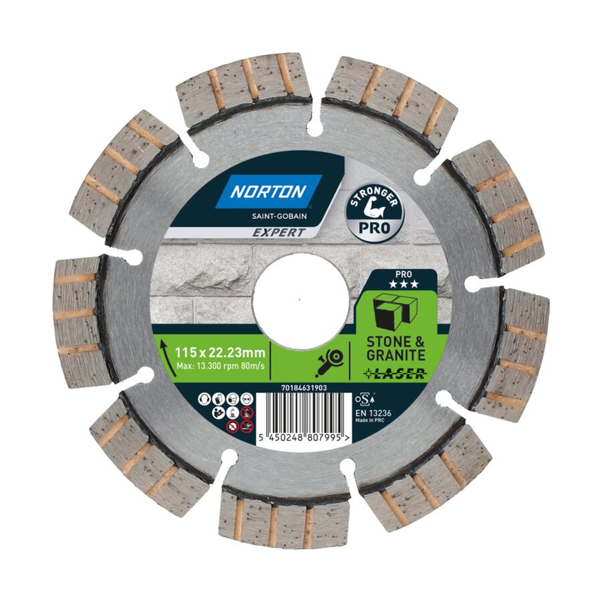 Norton EXPERT PRO TURBO LASER Diamantscheibe für Stein und Granit 115x22.23mm