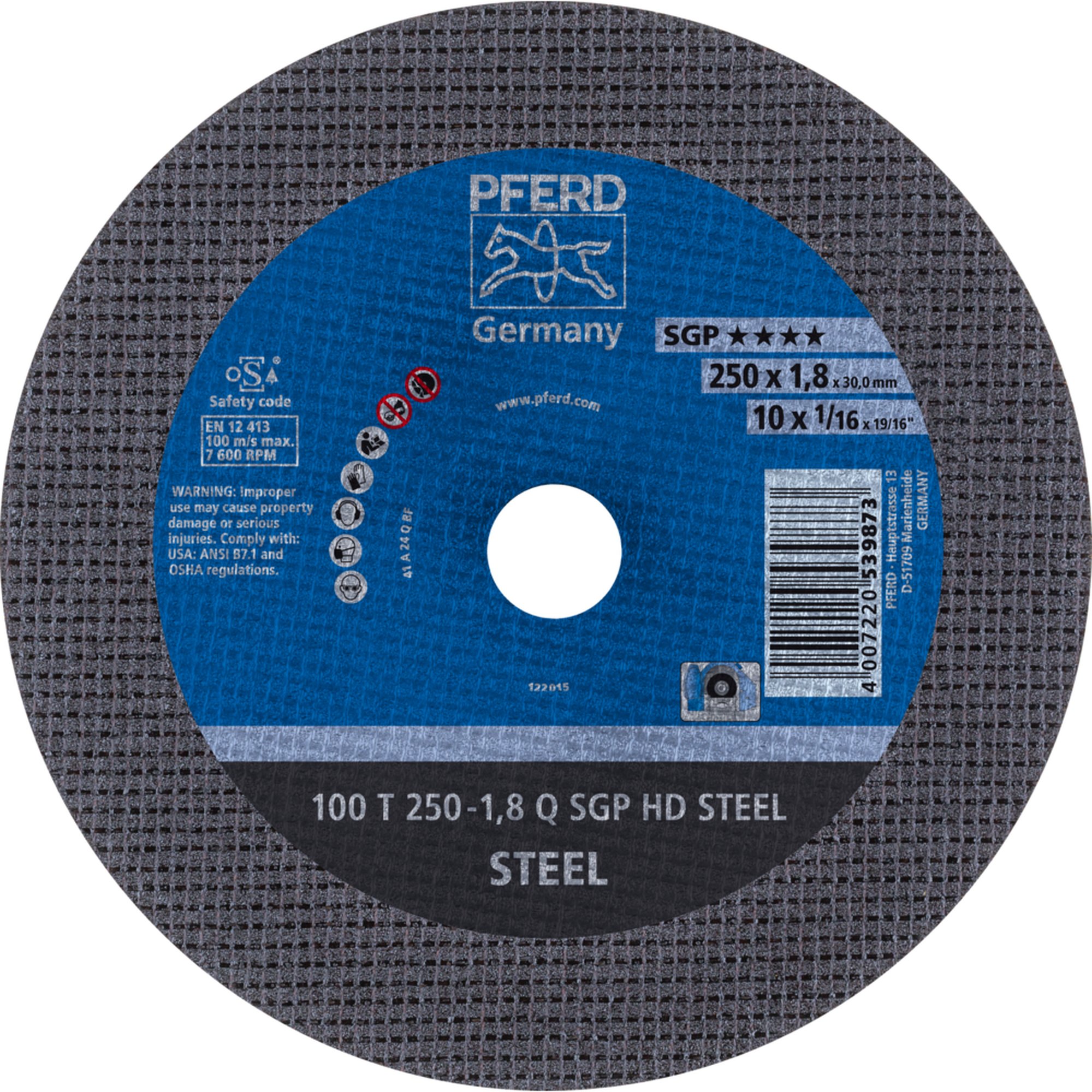 20 x PFERD Trennscheibe HEAVY DUTY 100 T 250-1,8 Q SGP HD STEEL/30,0