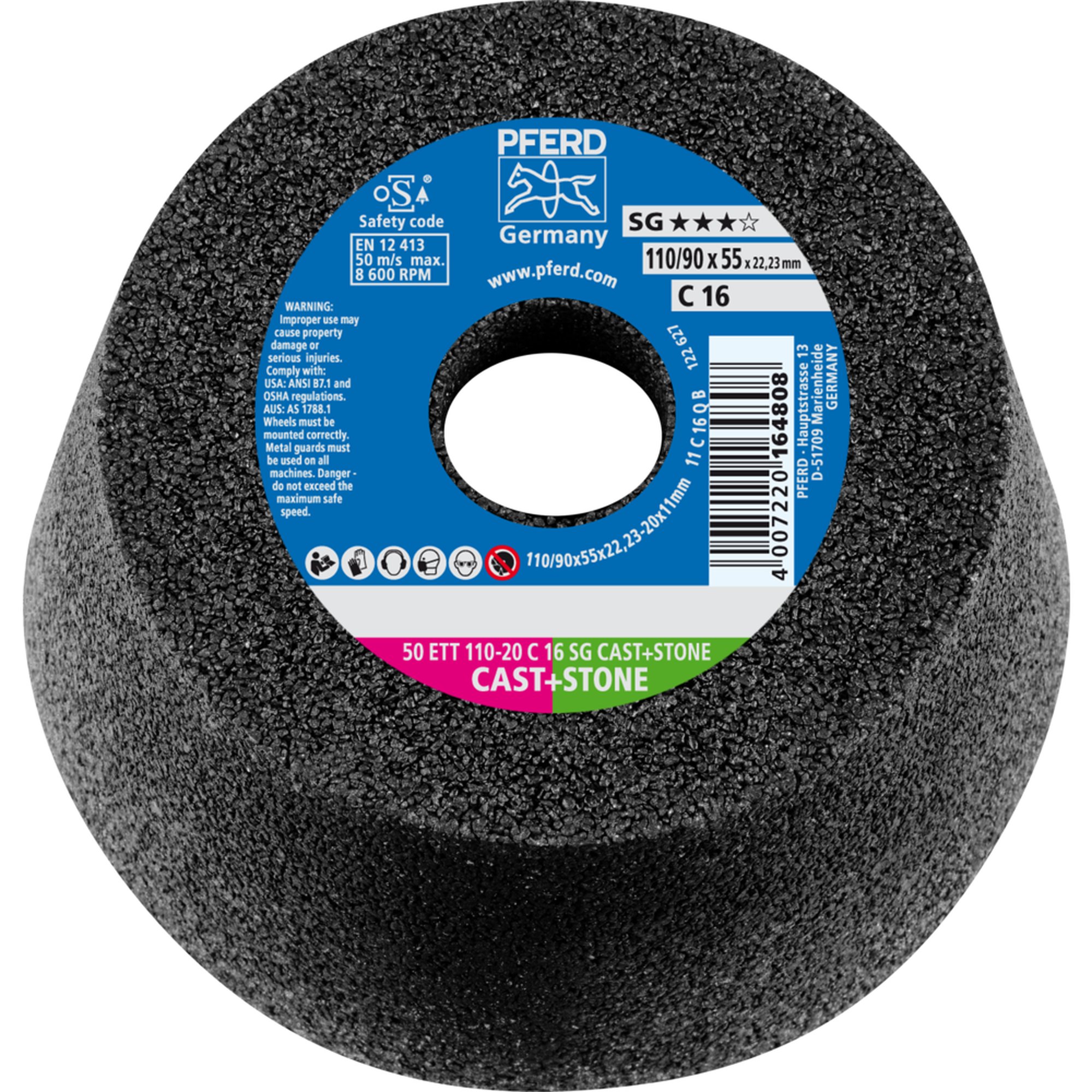 2 x PFERD Schleiftopf 50 ETT 110-20 C 16 SG CAST+STONE
