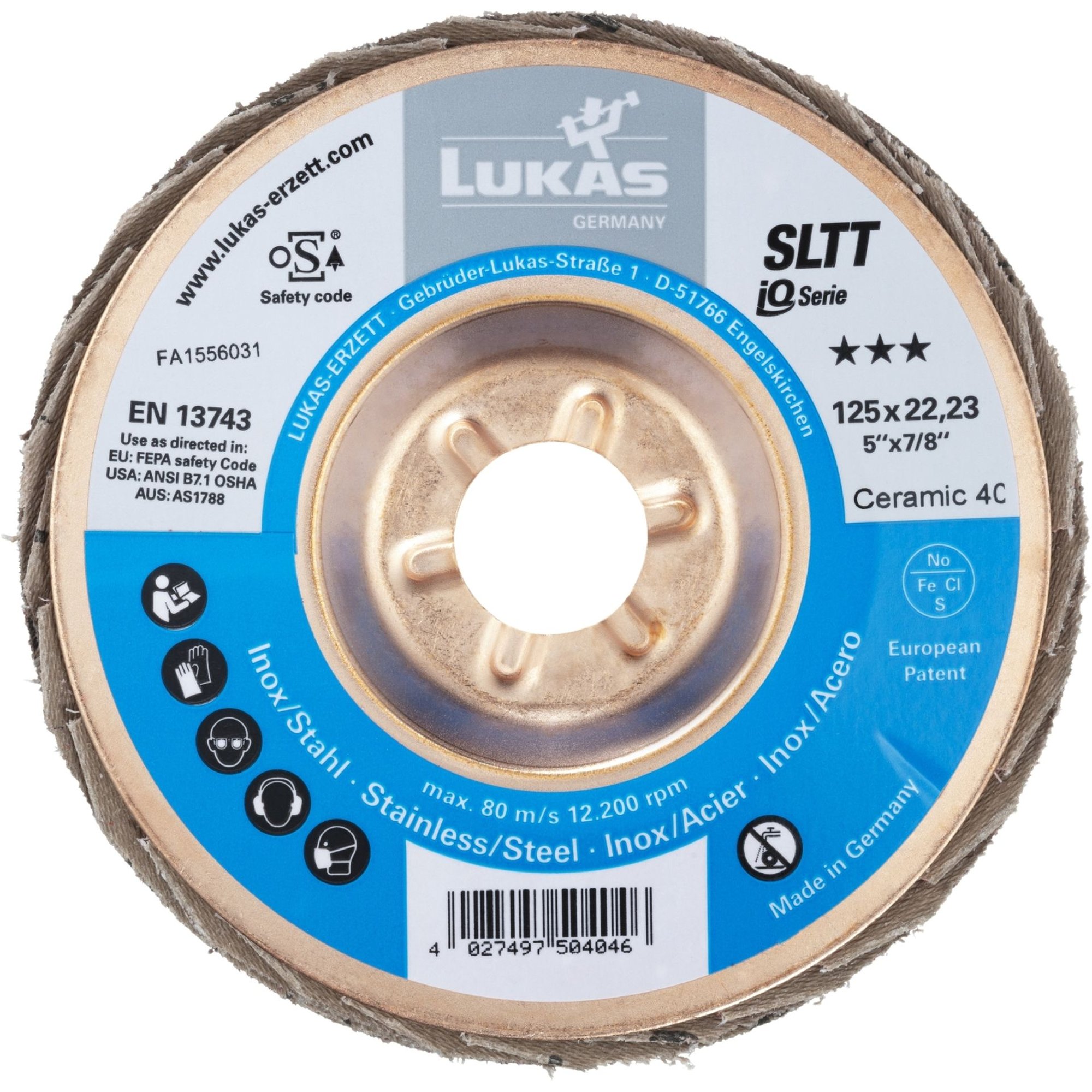 10x LUKAS Fächerscheibe Fächerscheiben Schleifscheibe SLTT Ø 125 mm Korn 40