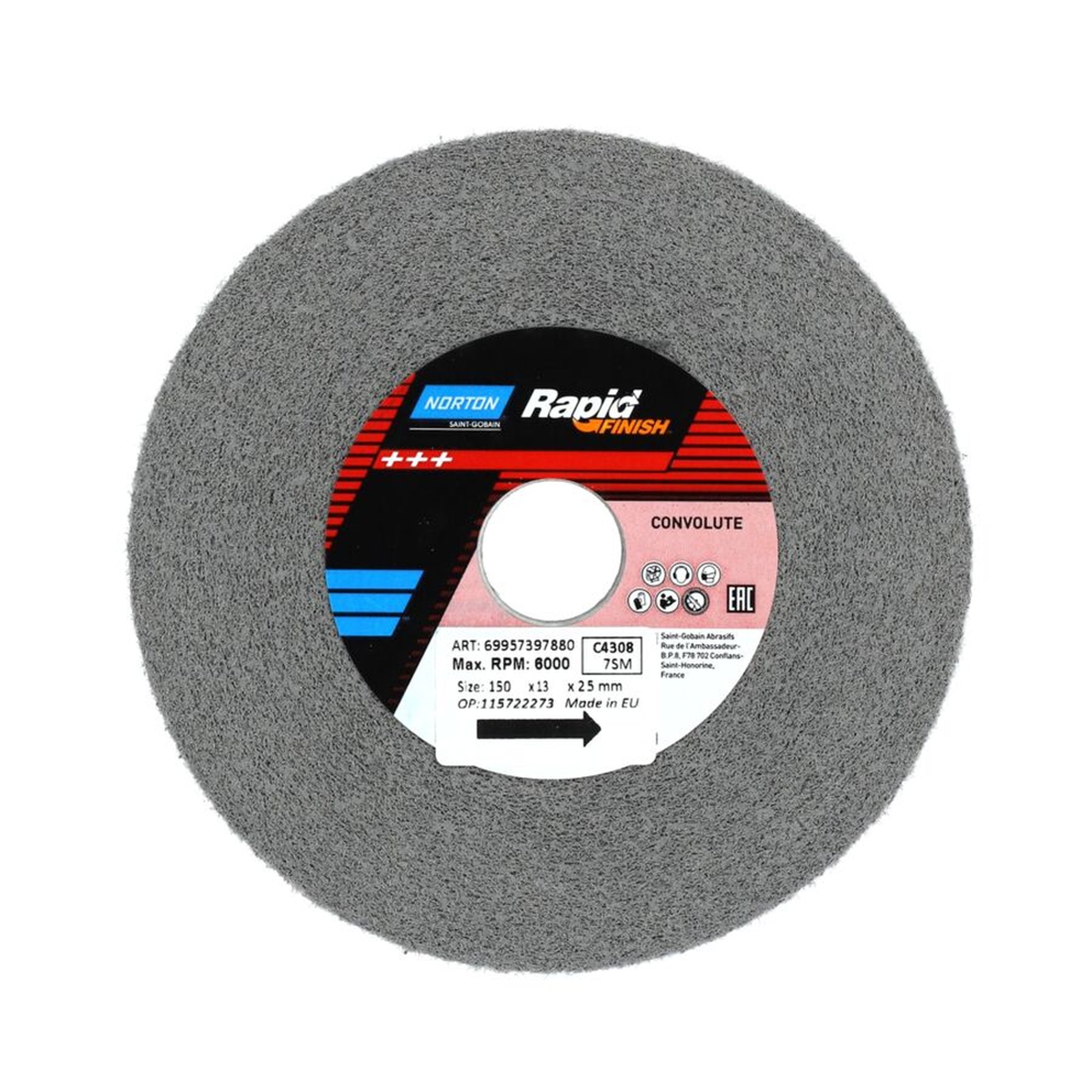 4 x Norton KompaktSchleifscheibe RAPID FINISH 1000 Mittel 152,4x12,7x25,4 mm