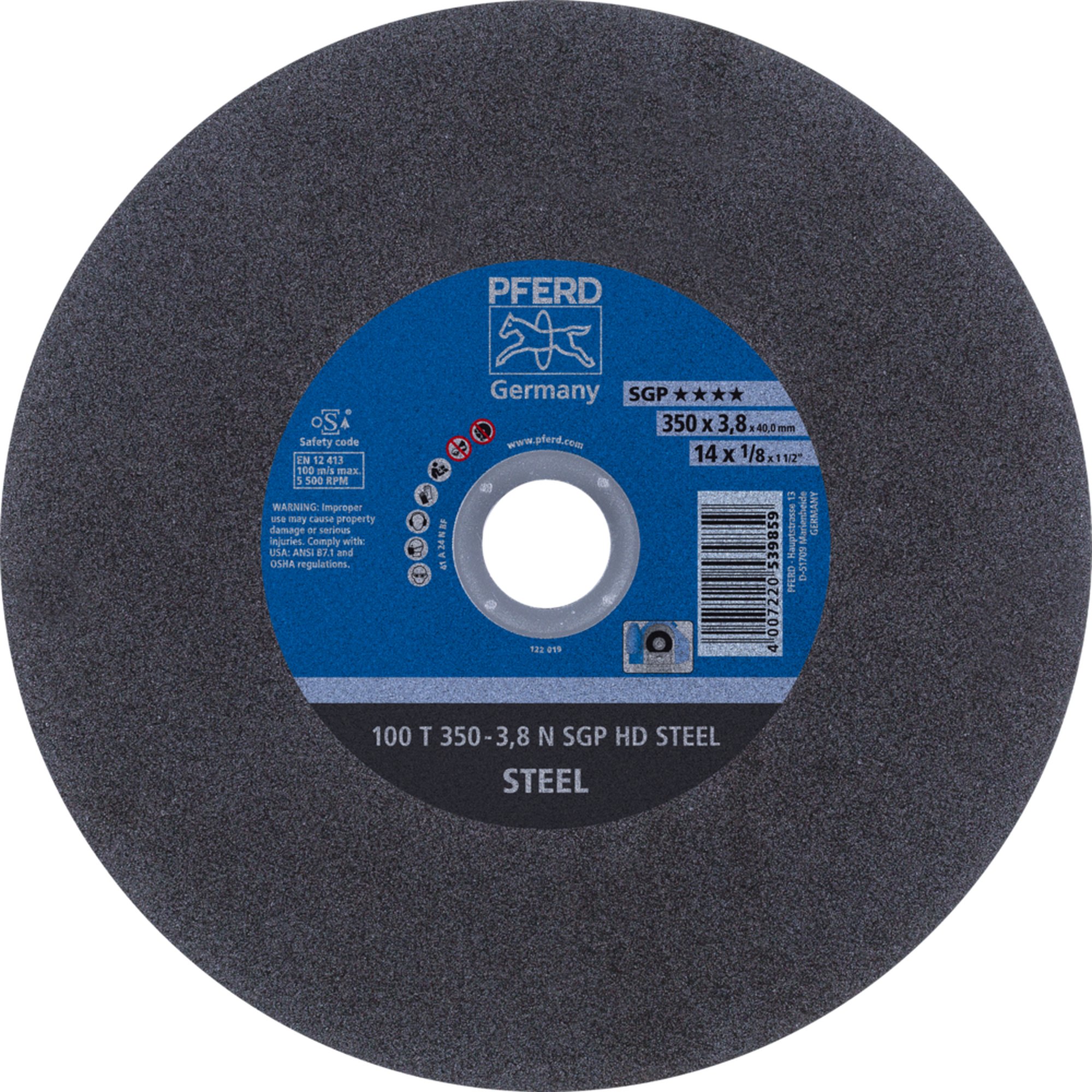 10 x PFERD Trennscheibe HEAVY DUTY 100 T 350-3,8 N SGP HD STEEL/40,0