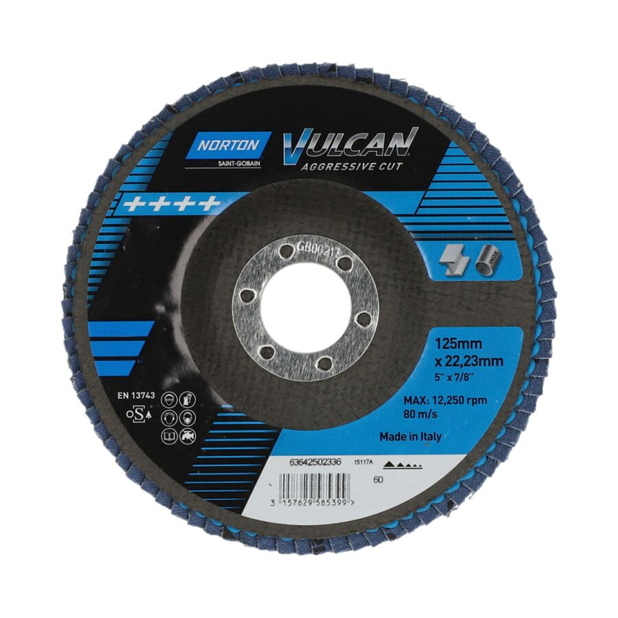 10 x Norton Fächerscheibe Schleifmopteller 125x22 R828 60 X-Treme für Metallbearbeitung