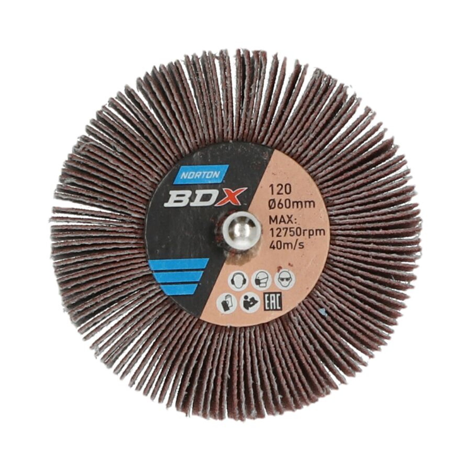 10 x Norton Fächerschleifer Schleifmop mit Schaft 60x30x6 R207 Korn 120