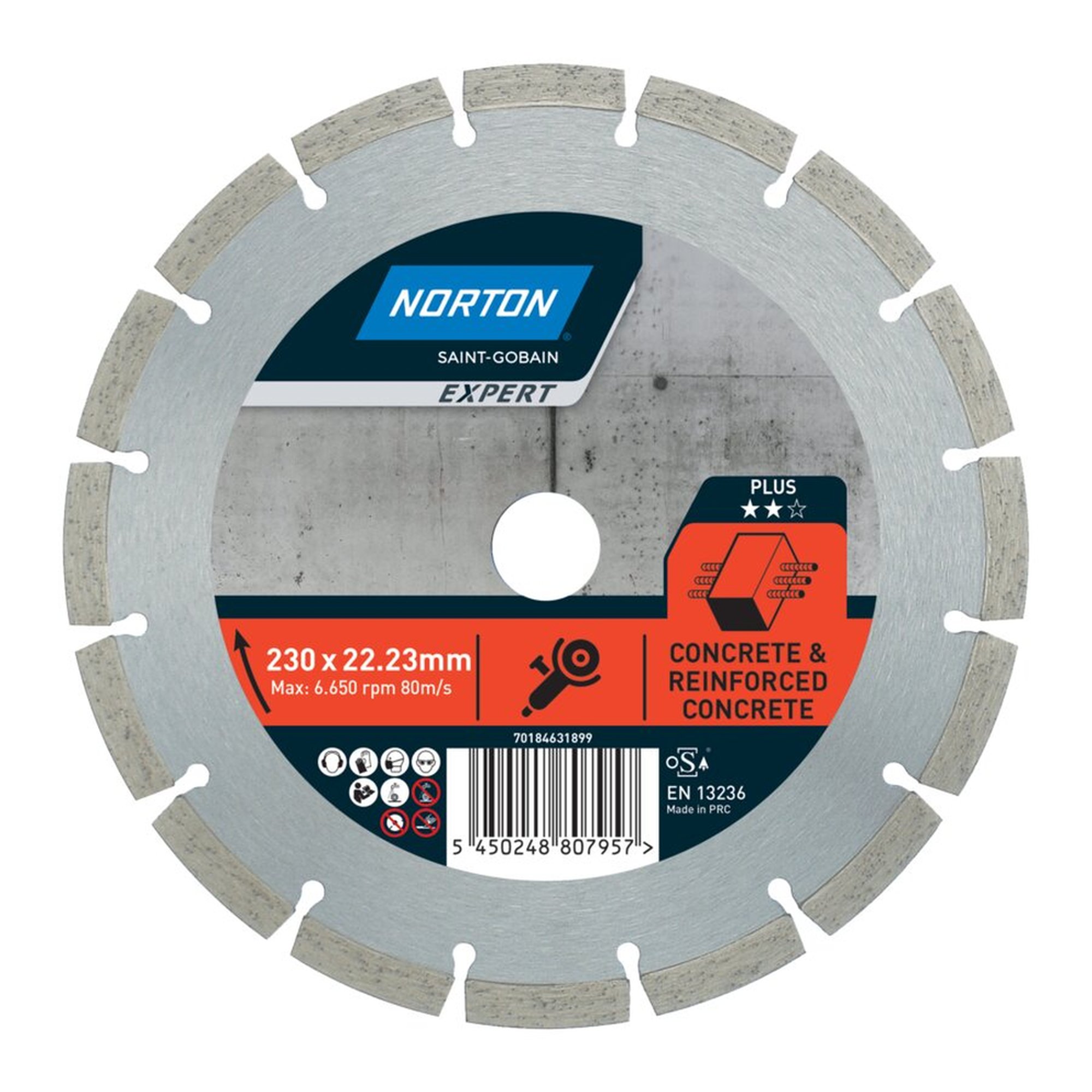 Norton EXPERT Diamantscheibe für Beton 230x22.23mm - Hochwertige Trennscheibe