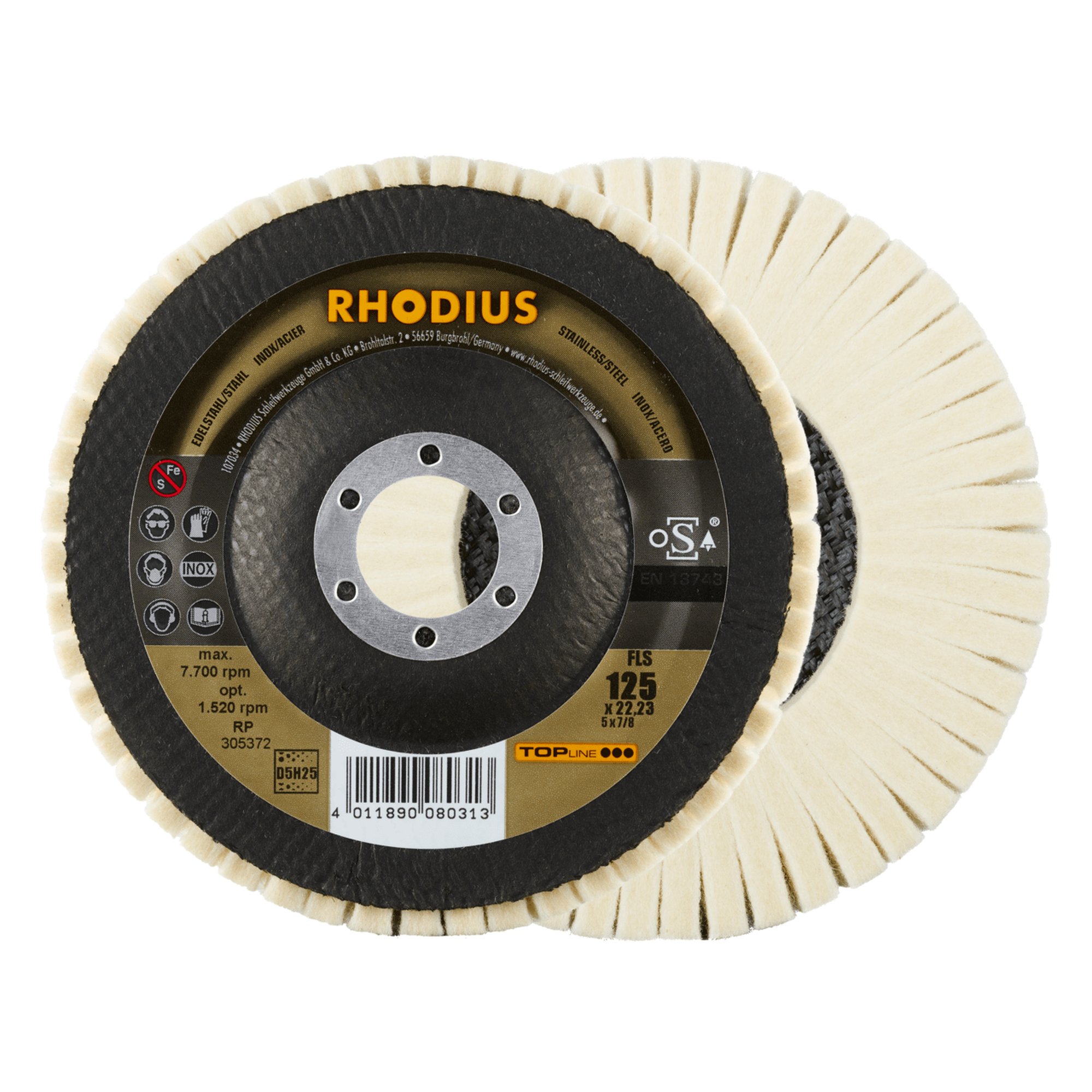 2 x RHODIUS Filzlamellenpolierer FLS Ø 125 mm