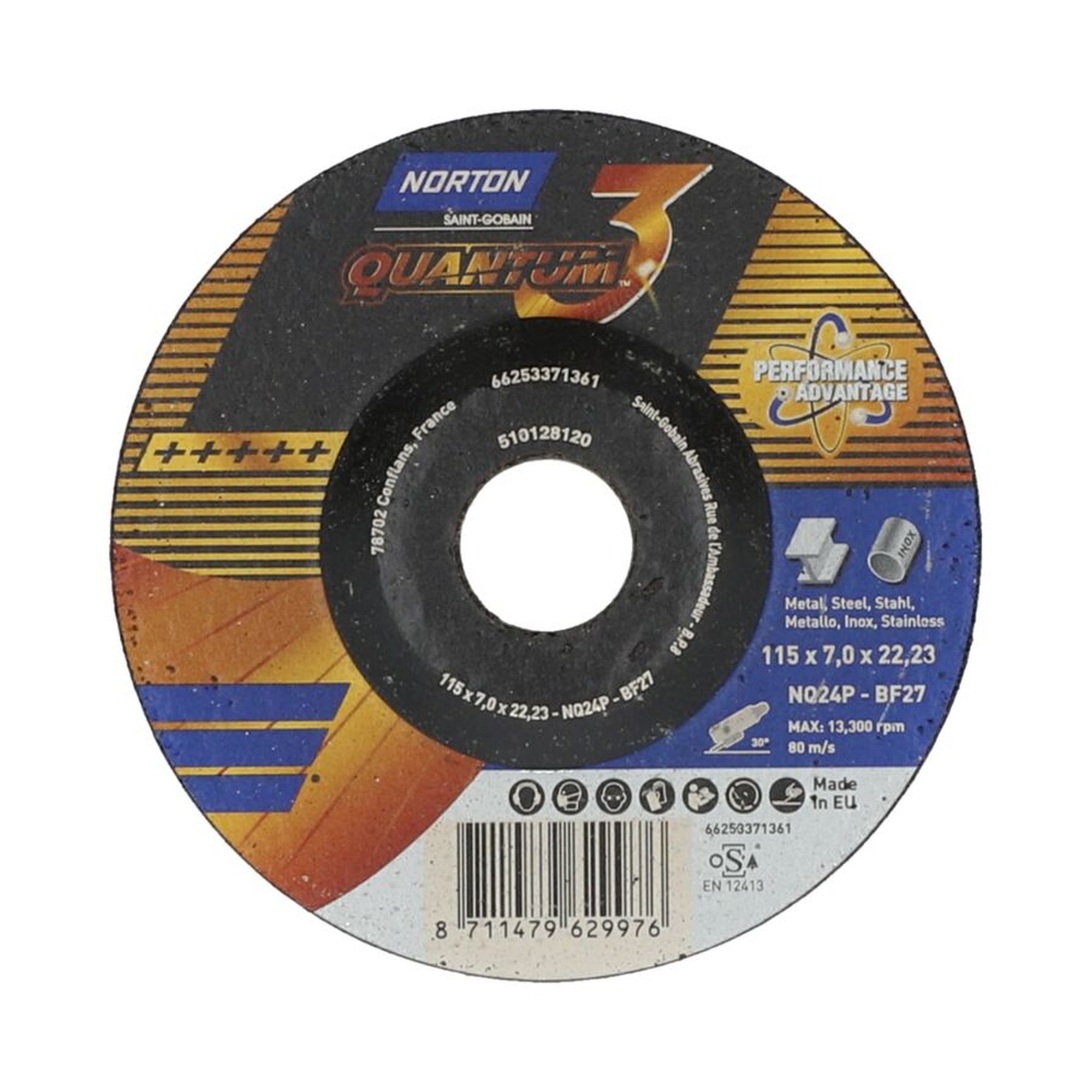 10 x Norton Schruppscheibe gekröpft 115x7,0x22,23 NQ 24 P Quantum3 für Metallbearbeitung