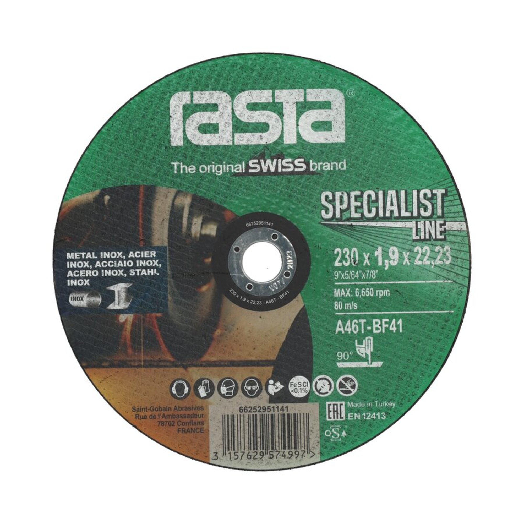 2000 x Norton Trennscheibe Ultradünn Metall/Inox Rasta 230x1.9x22.23mm SPECIALIST LINE