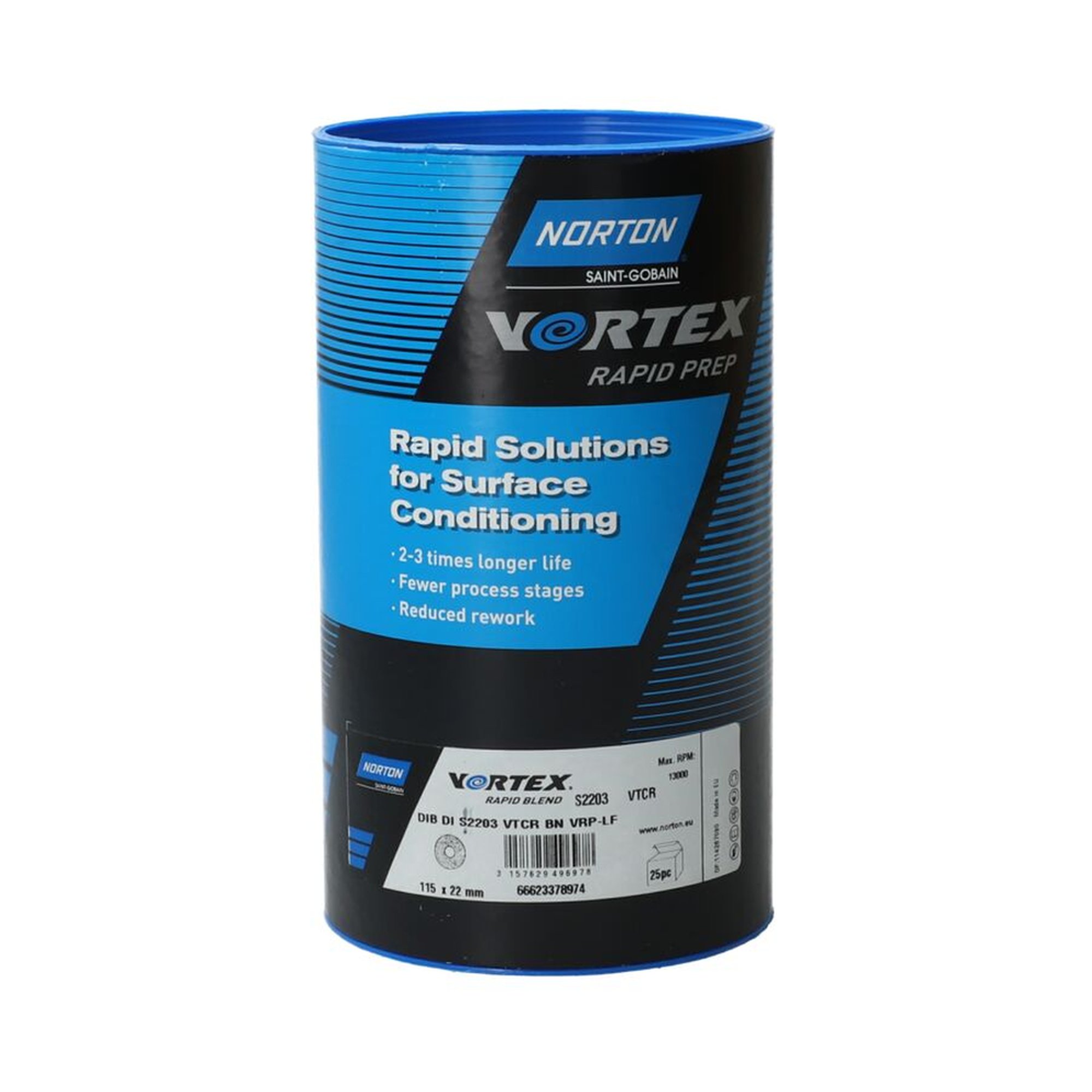 25 x Norton Rapid Prep Schleifscheiben 115mm Grob Vortex Rapid Prep S2203