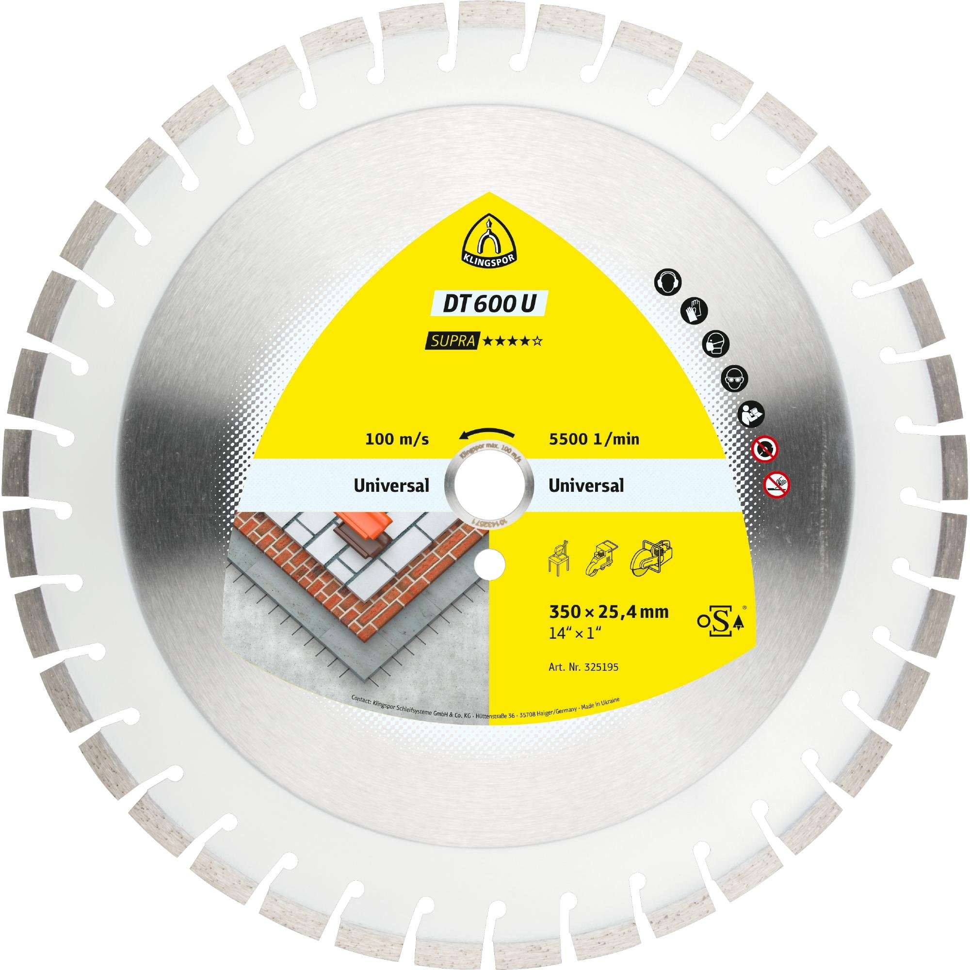 1 x Klingspor DT 600 U Diamanttrennscheiben, 300 x 2,8 x 20 mm 32 Segmente 24 x 2,8 x 10 mm, Kurzverzahnung