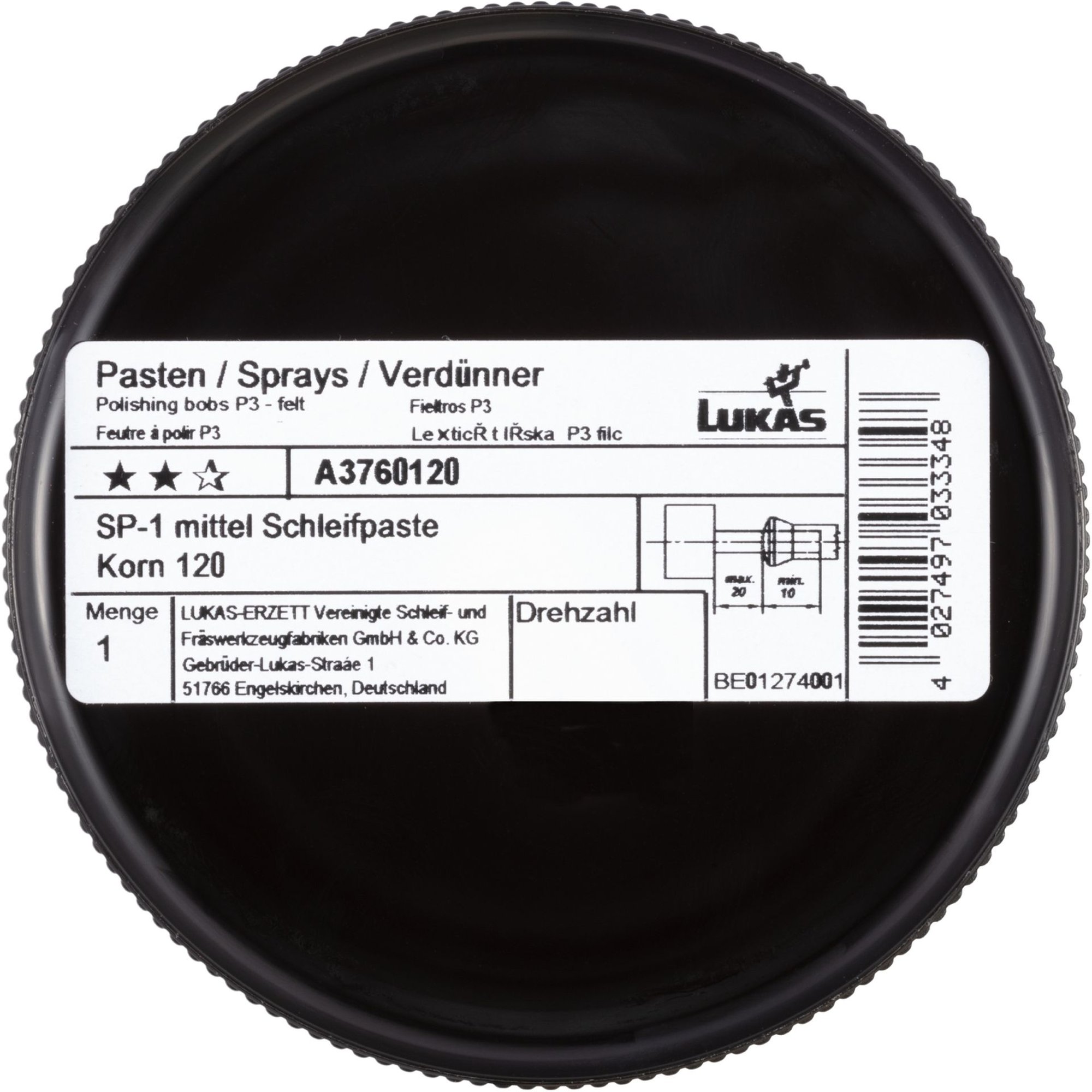 LUKAS Schleifpaste Polierpaste SP-1 Korn 120 | mittel