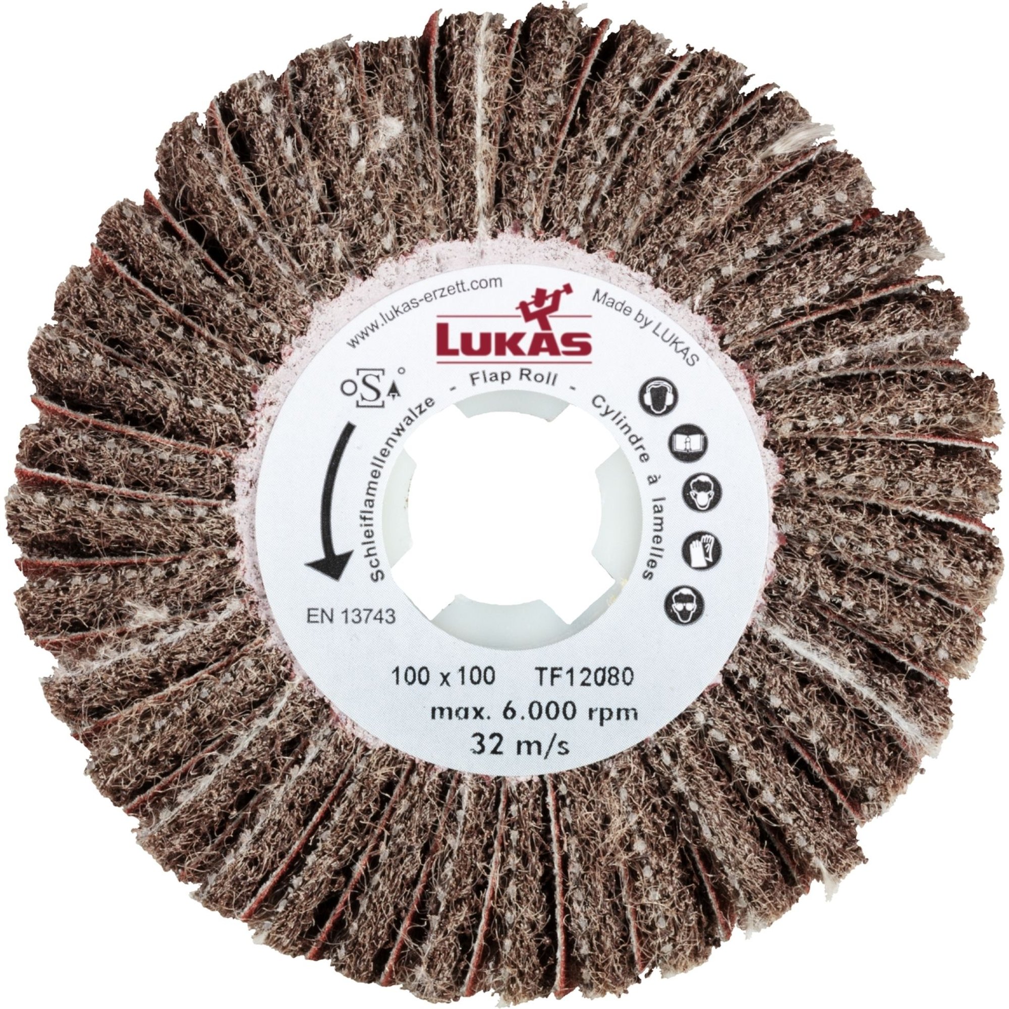 LUKAS Schleifwalze Satinierwalze LWM universal 100x100x19 mm | Korn 120/80