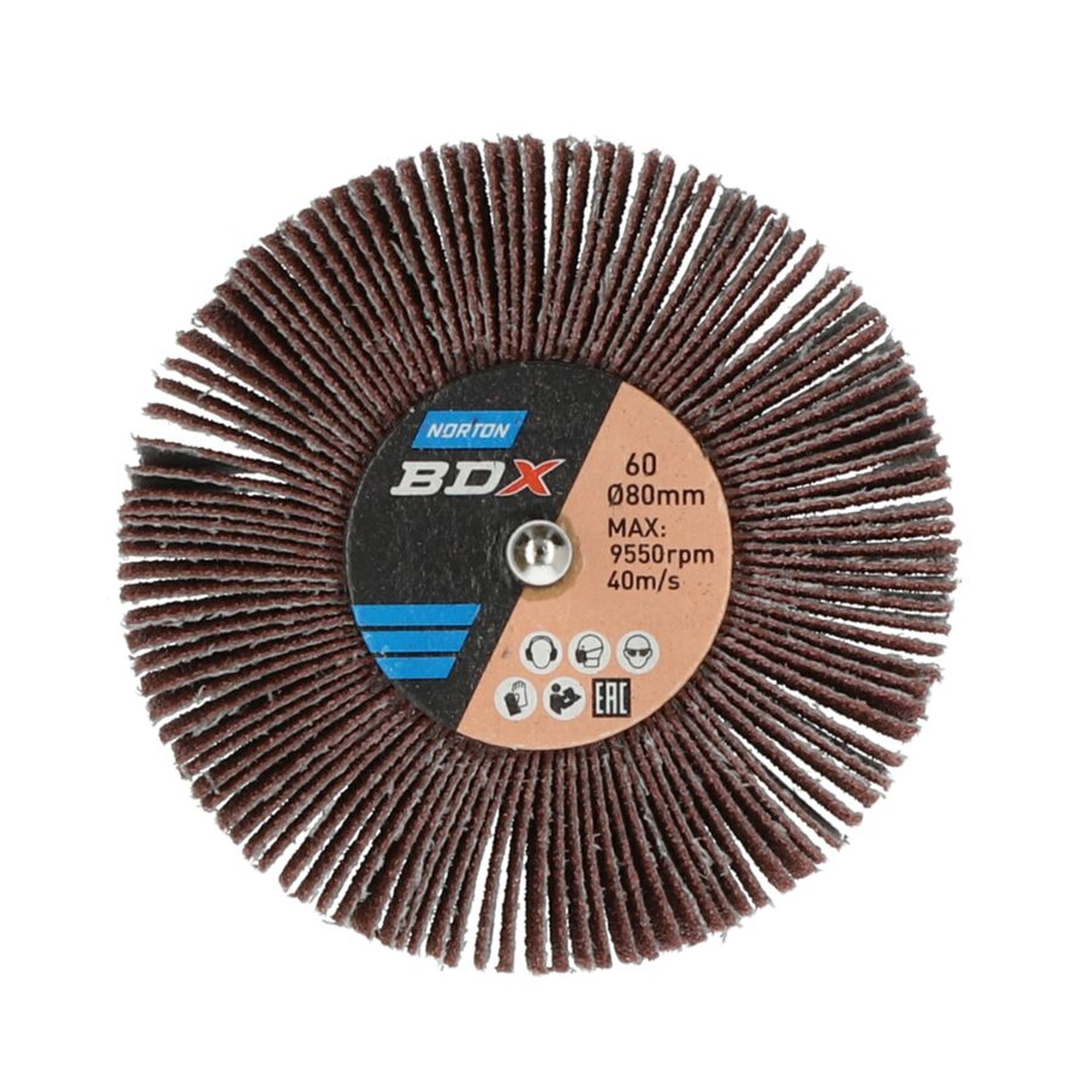 10 x Norton Fächerschleifer Schleifmop mit Schaft 80x30x6 R207 Korn 60