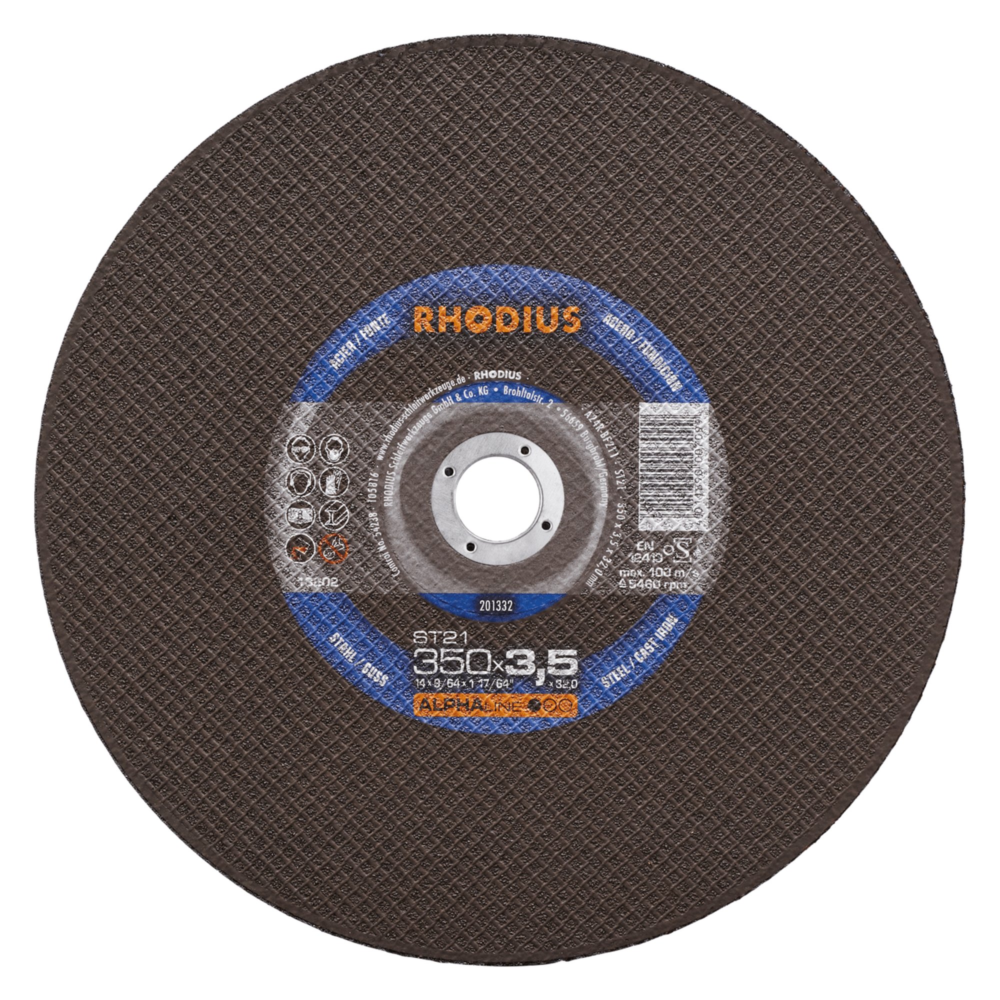 10 x RHODIUS Stationäre Trennscheibe ST21 Ø 350 mm