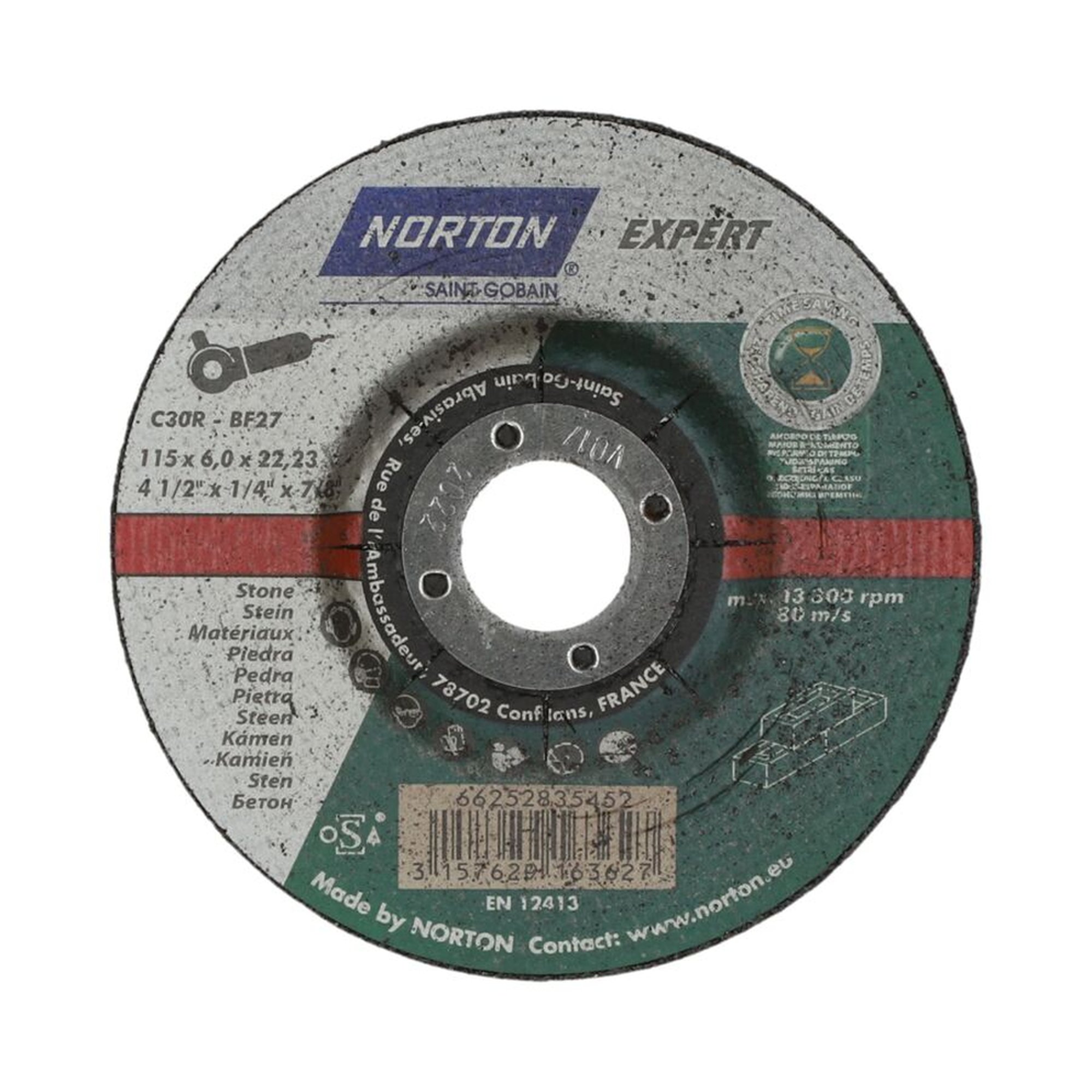 10 x Norton EXPERT Gekröpfte Schruppscheibe für Stein 115x6x22.23mm