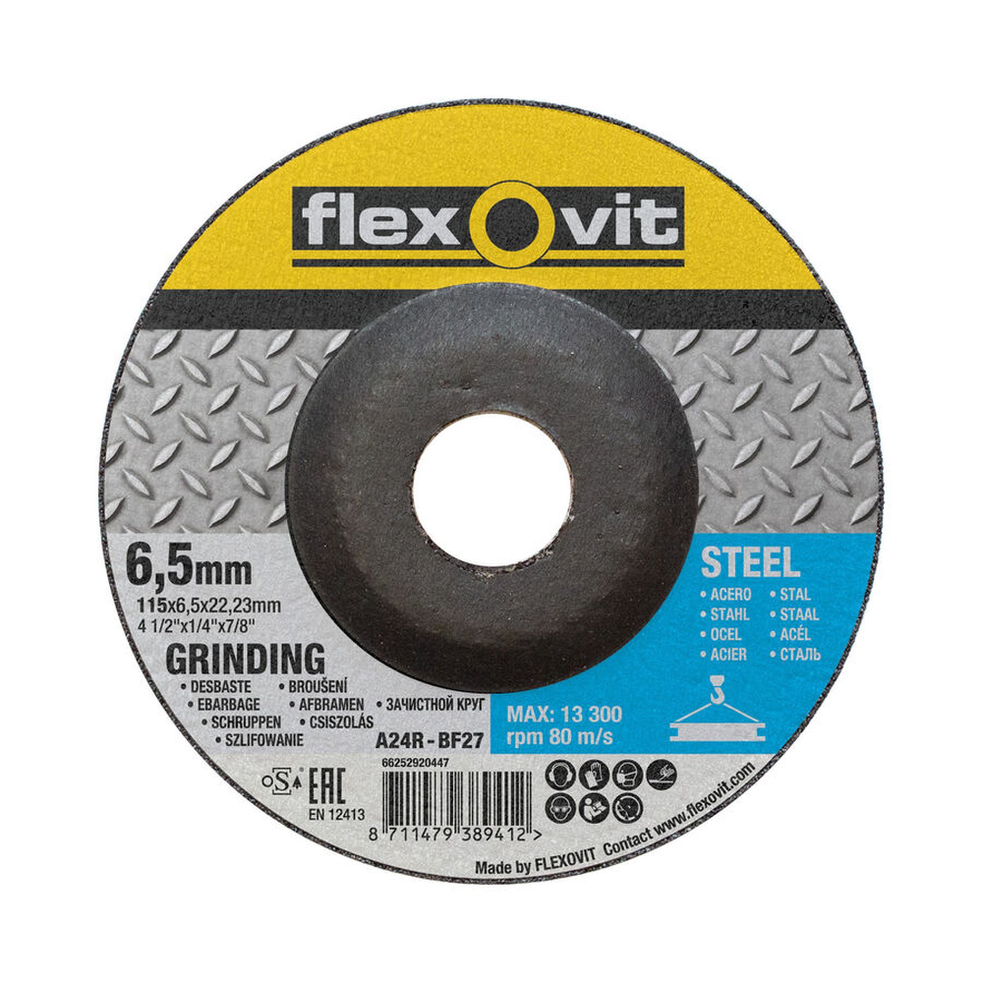 10 x Norton Gekröpfte Schruppscheibe für Metall Flexovit 115x6.5x22.23mm