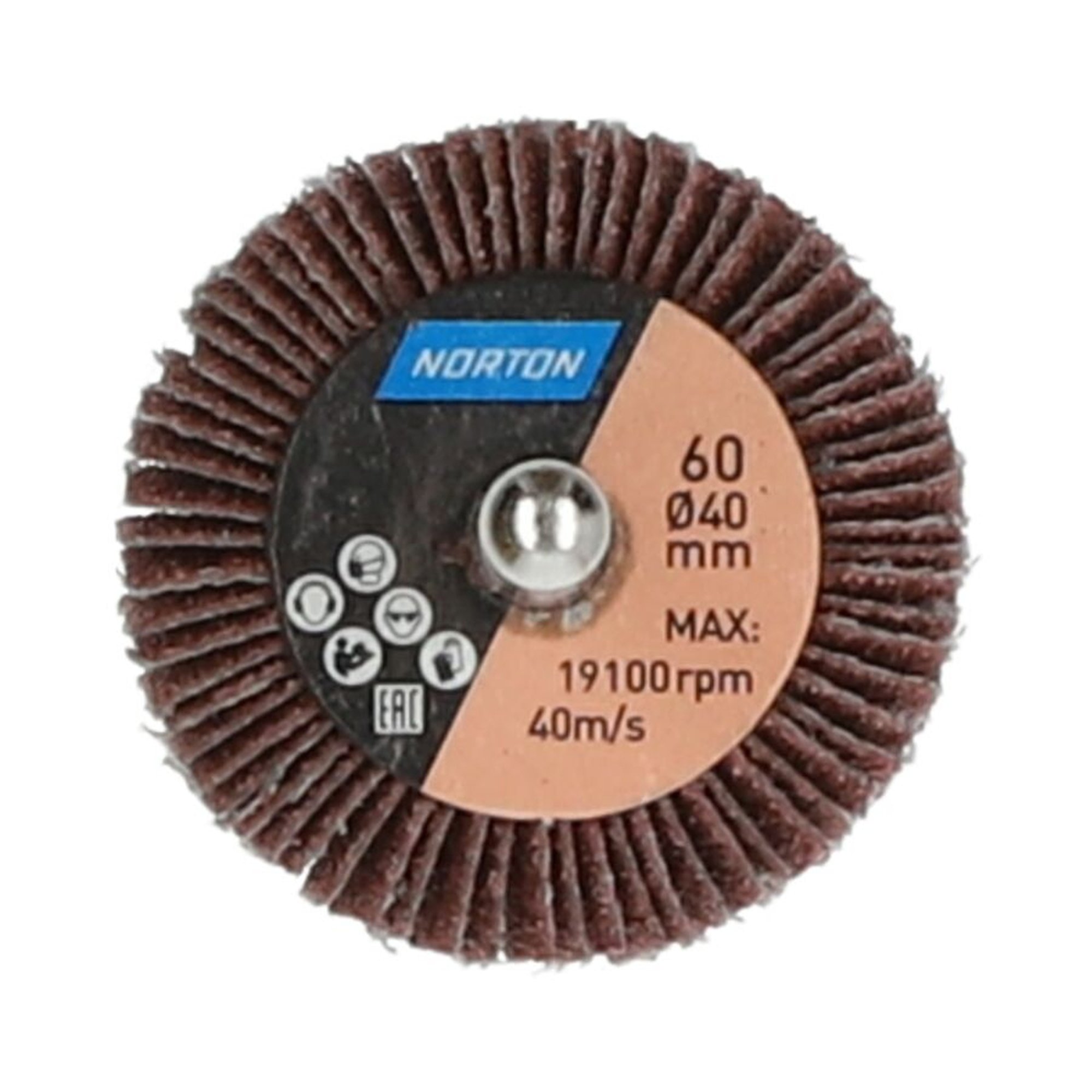 10 x Norton Fächerschleifer Schleifmop mit Schaft 40x20x6 R207 Korn 60