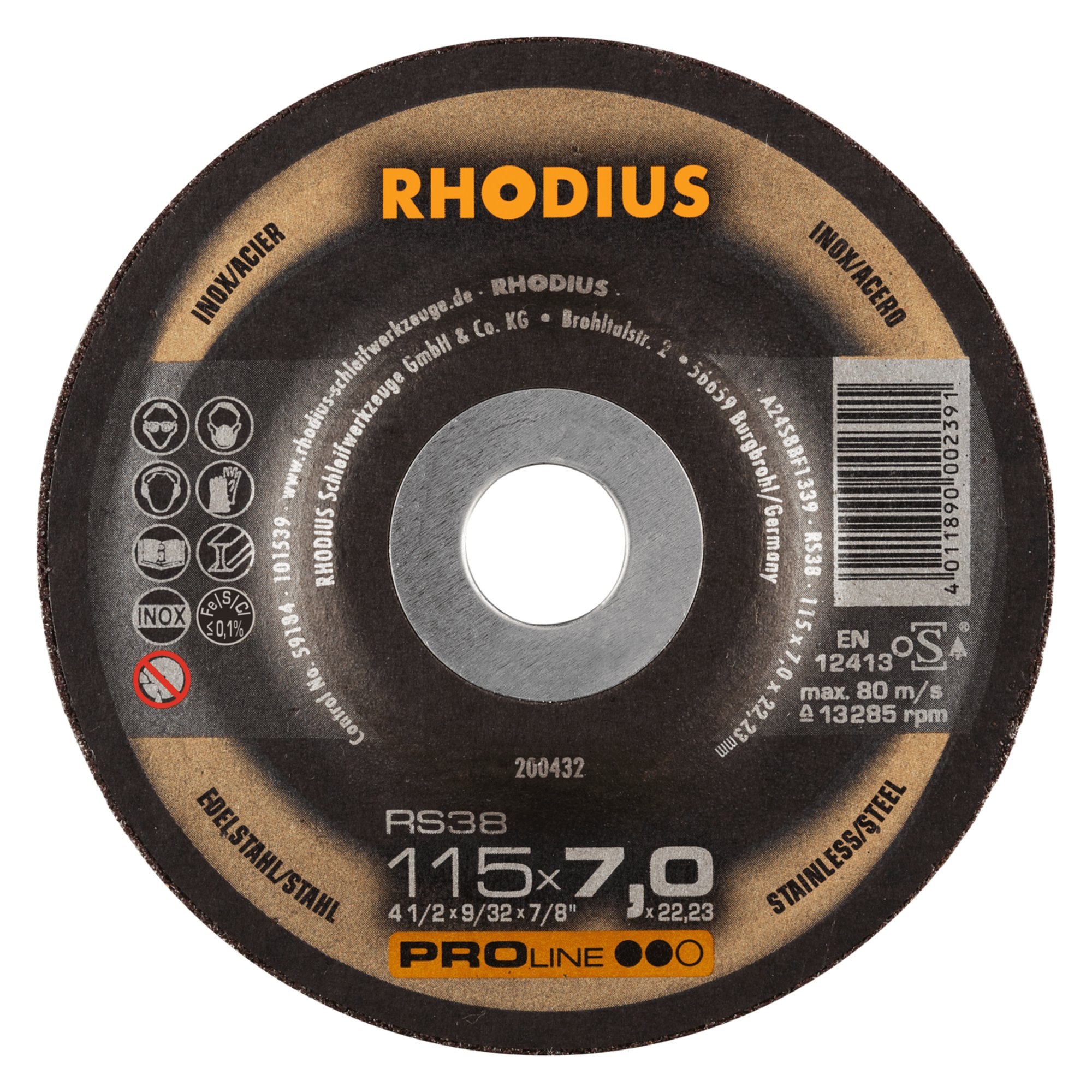 25 x RHODIUS Schruppscheibe RS38 Ø 115 mm