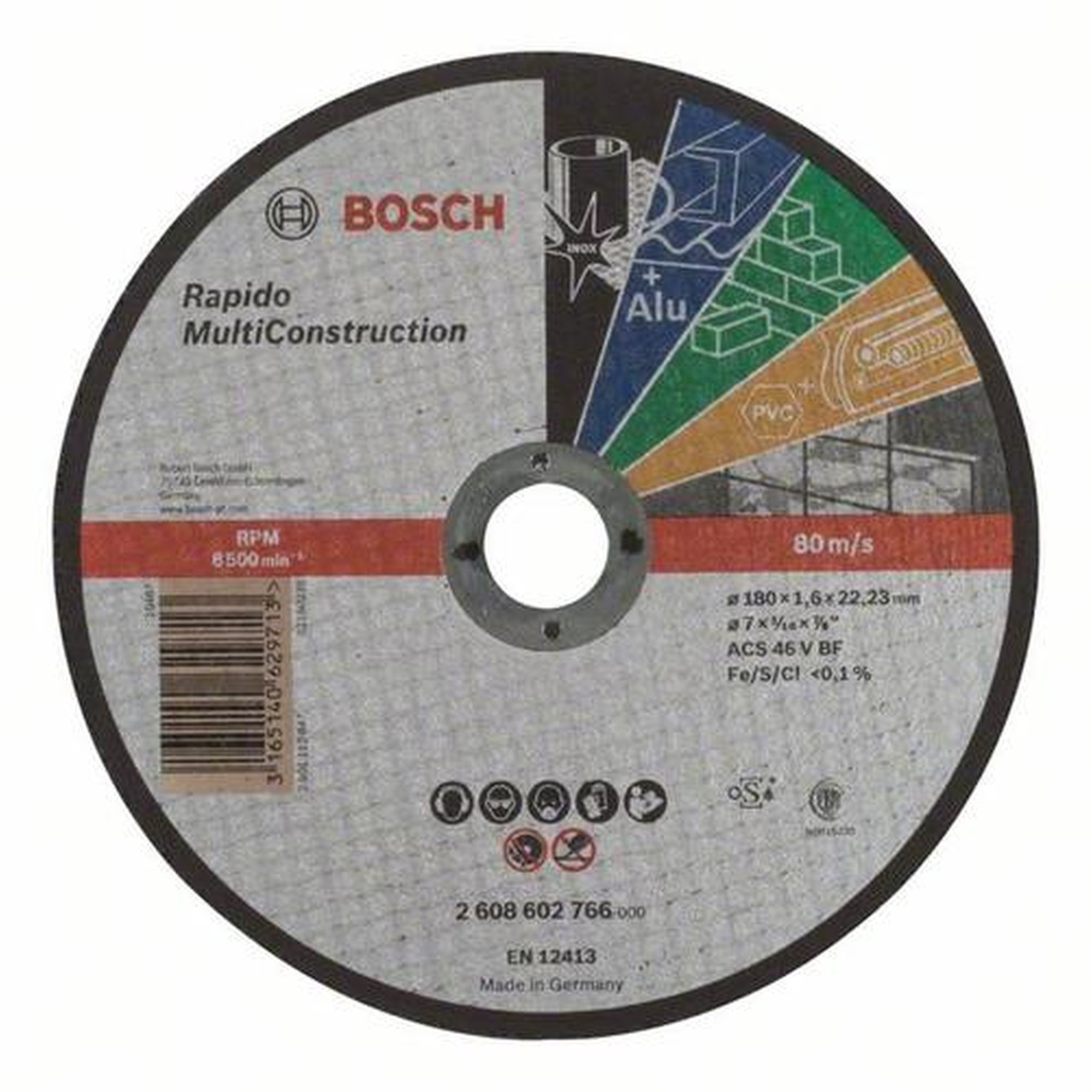 25x BOSCH Trennscheibe gerade Rapido für Baustoffe ACS 46 V BF, Ø 180 x 1,6 mm