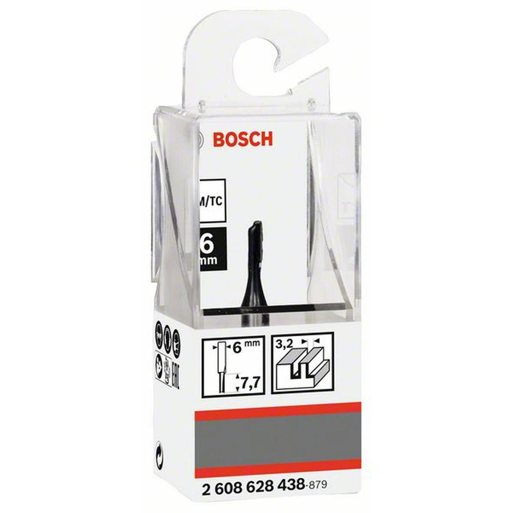 BOSCH Nutfräser für Holz, 6 mm, Ø 3,2 mm, L 7,7 mm, G 51 mm