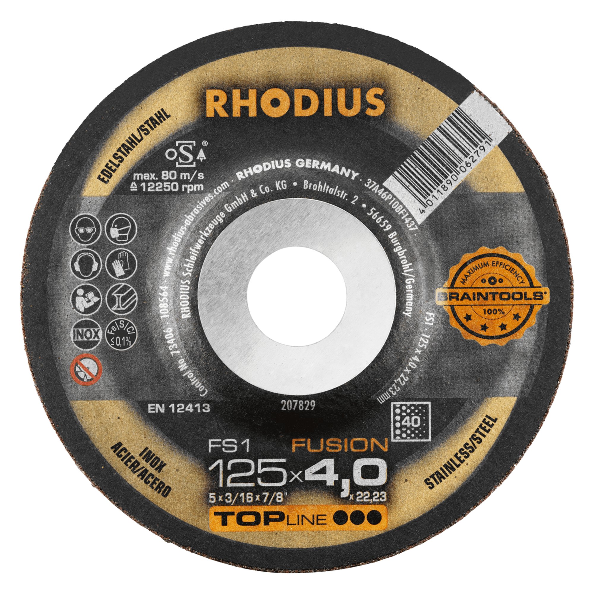 10 x RHODIUS Schruppscheibe FS1 FUSION Ø 125 mm Körnung 40