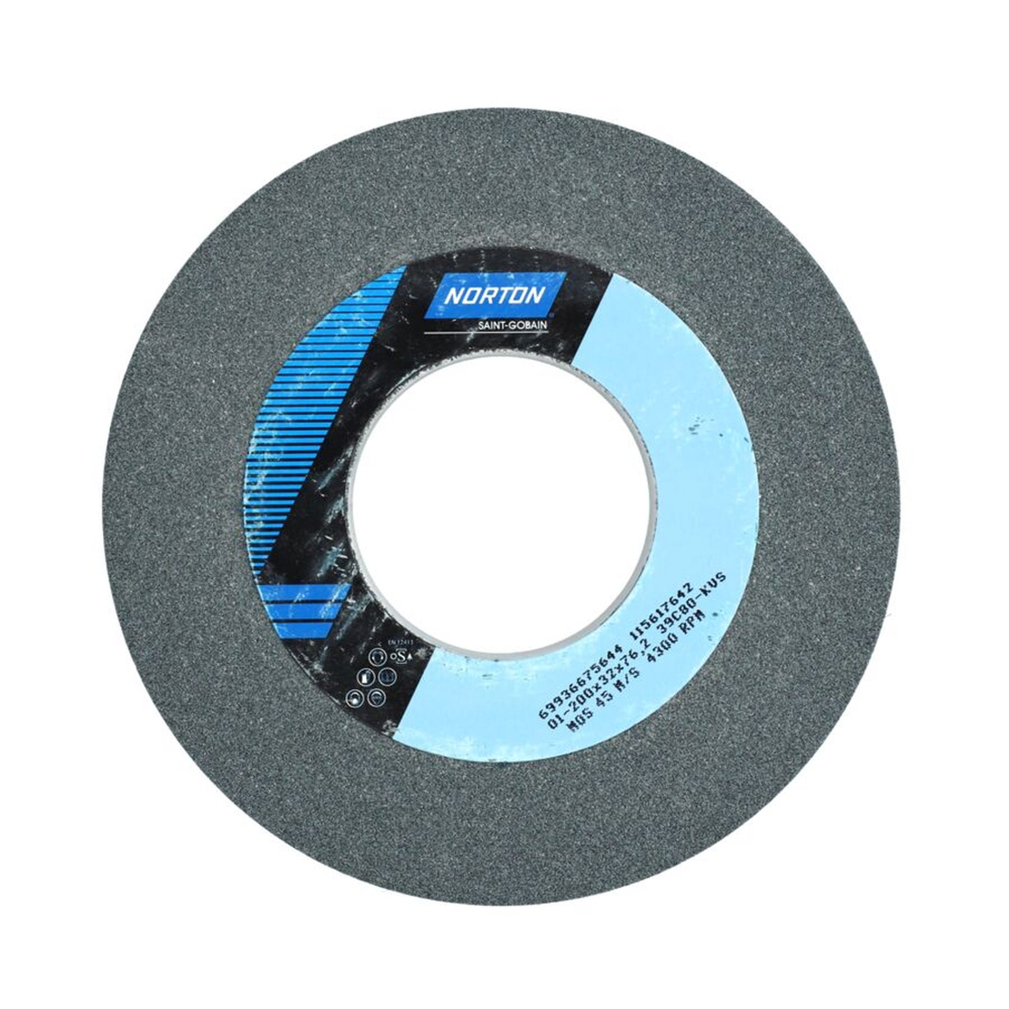 2 x Norton Schleifscheibe gerade 200x32x76,2 39C 80 KVS für präzises Schleifen