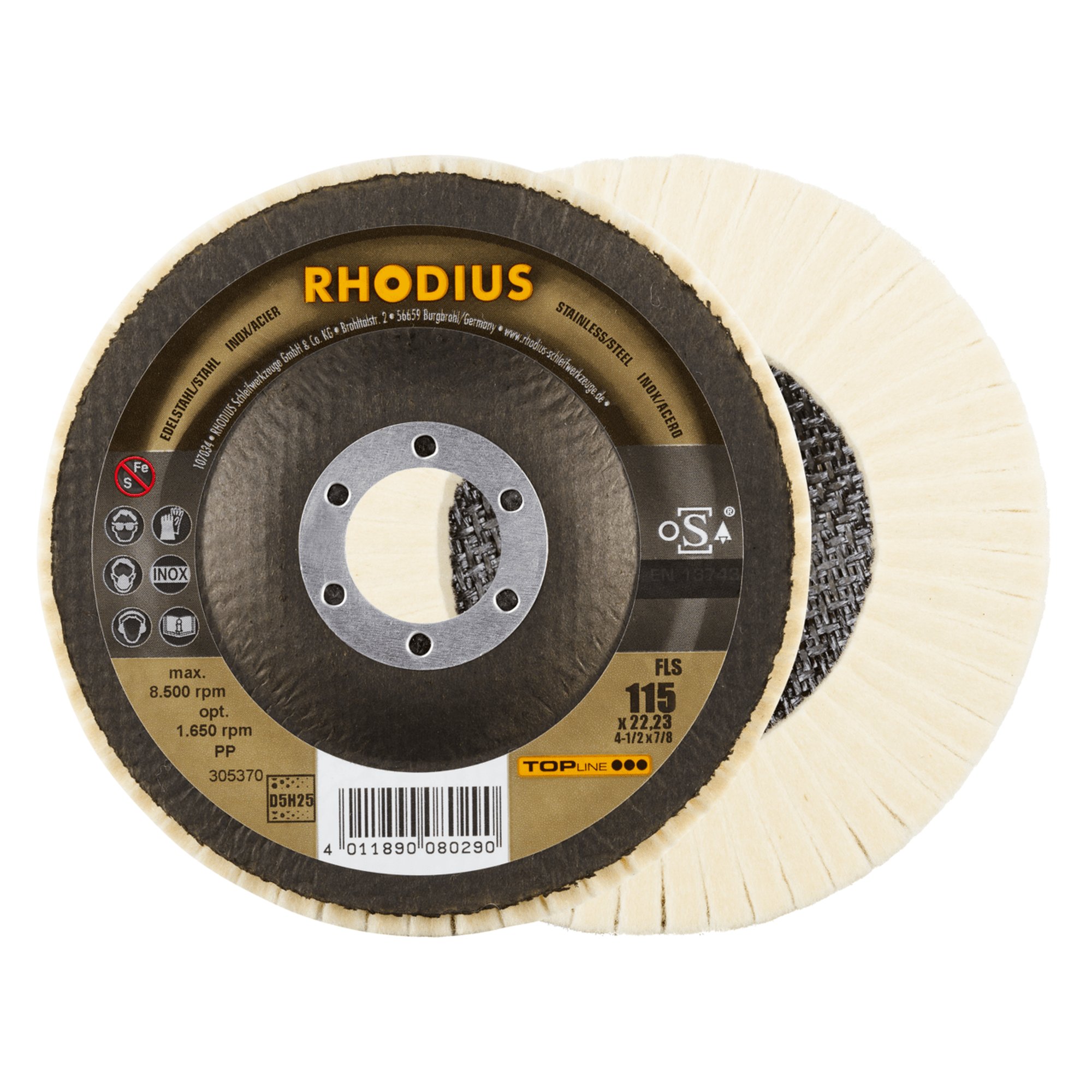 2 x RHODIUS Filzlamellenpolierer FLS Ø 115 mm