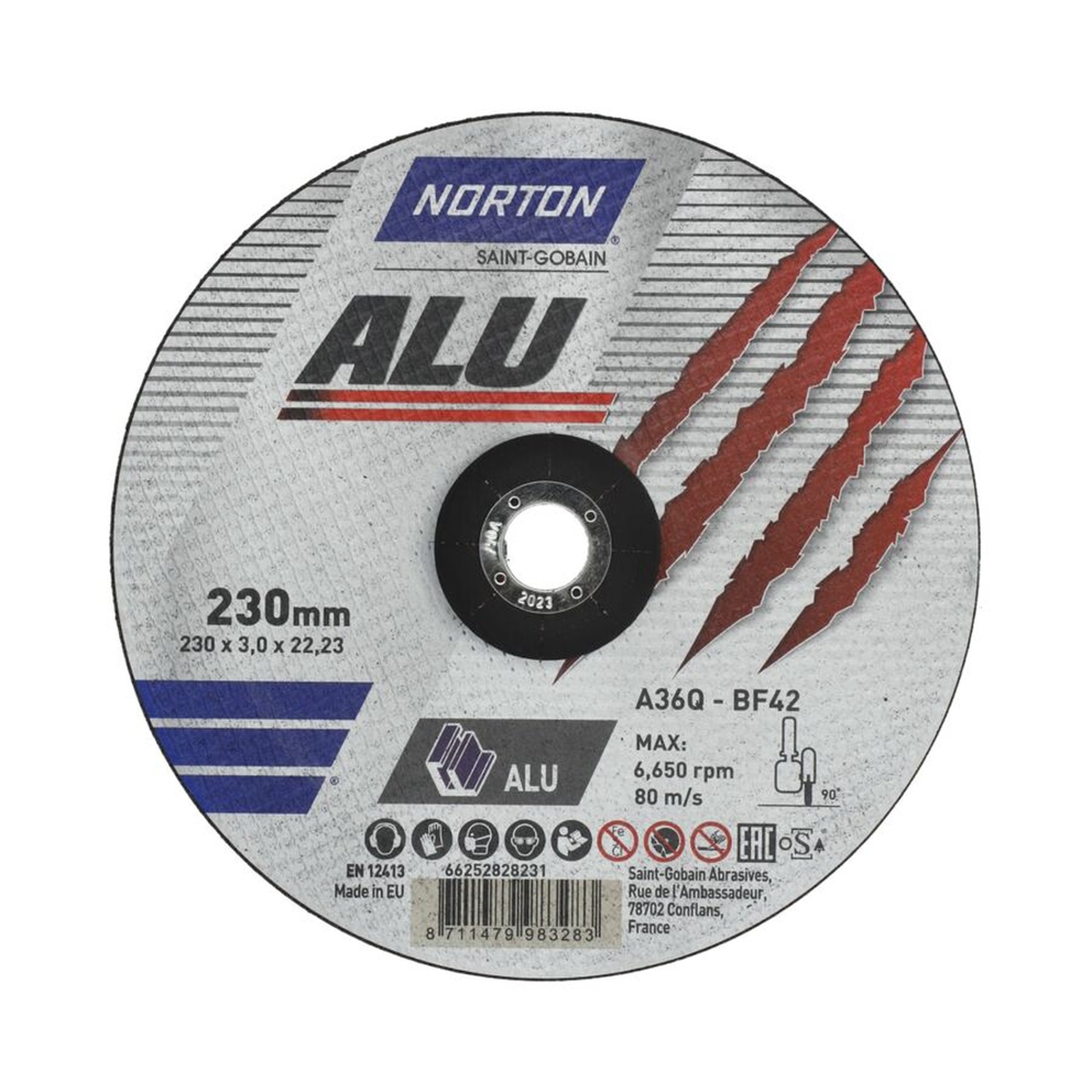 25 x Norton Trennscheibe gekröpft 42 | 230x3,0x22,23 A 36 Q Alu | Schleifscheibe