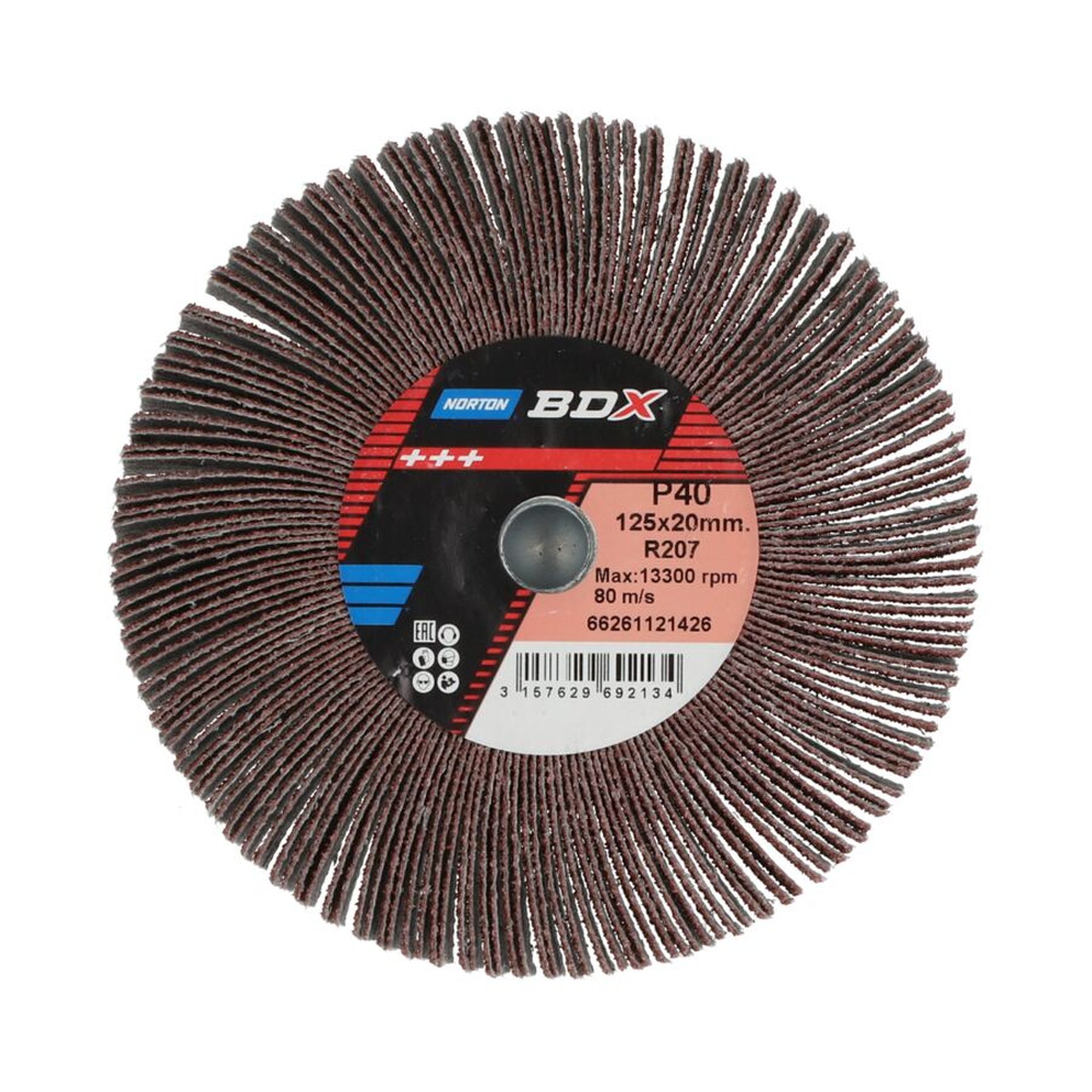 5 x Norton Fächerschleifer M14 125x20 R207 40 BDX - Hochwertige Schleifmop