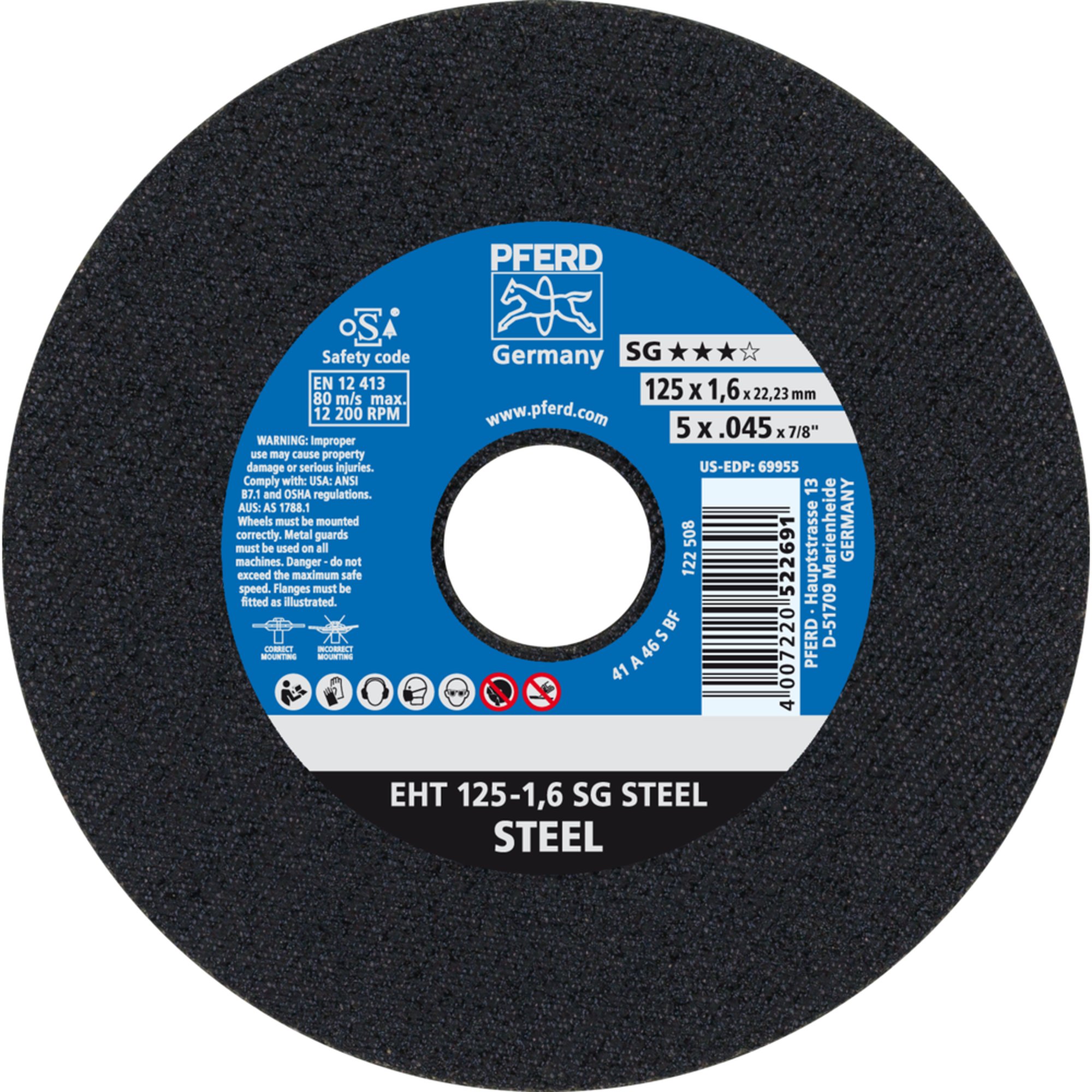 25 x PFERD Trennscheibe EHT 125-1,6 SG STEEL