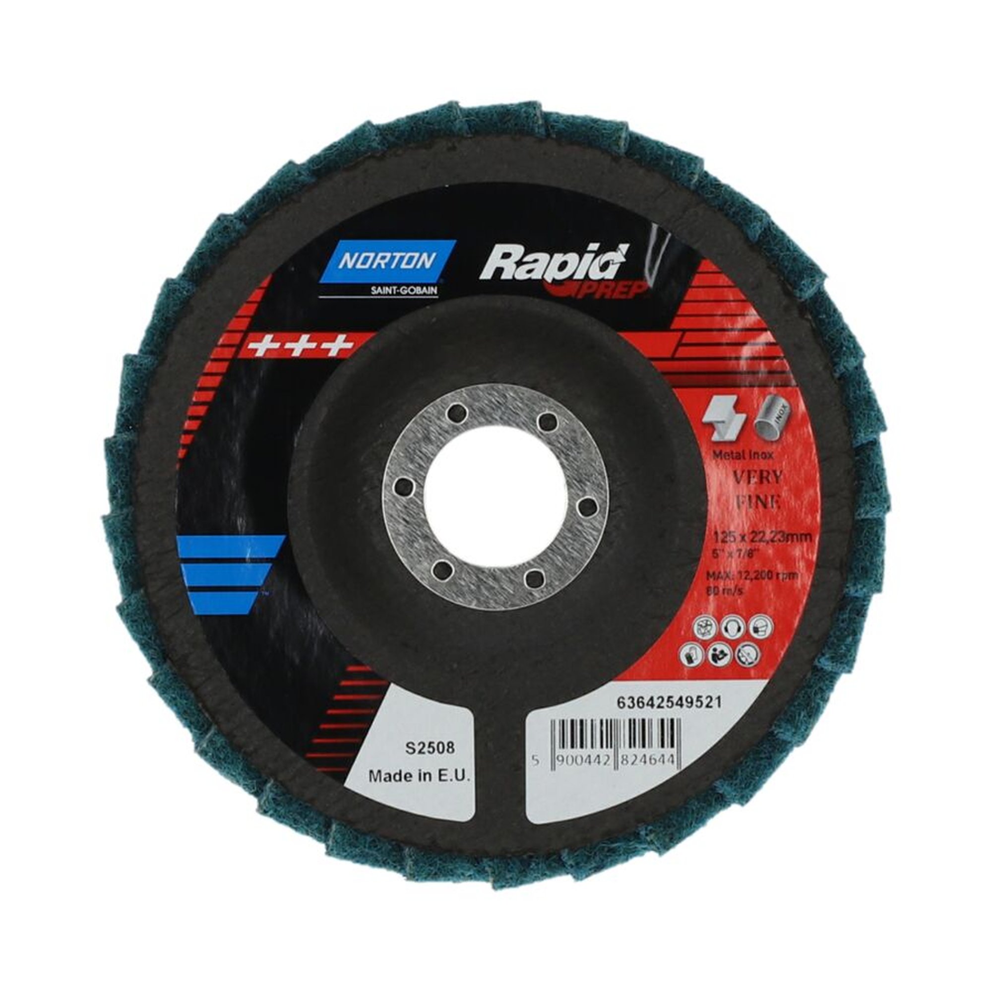 5 x Norton Vlies-Fächerscheiben 125x22mm Sehr fein RAPID PREP, hochwertige Qualität