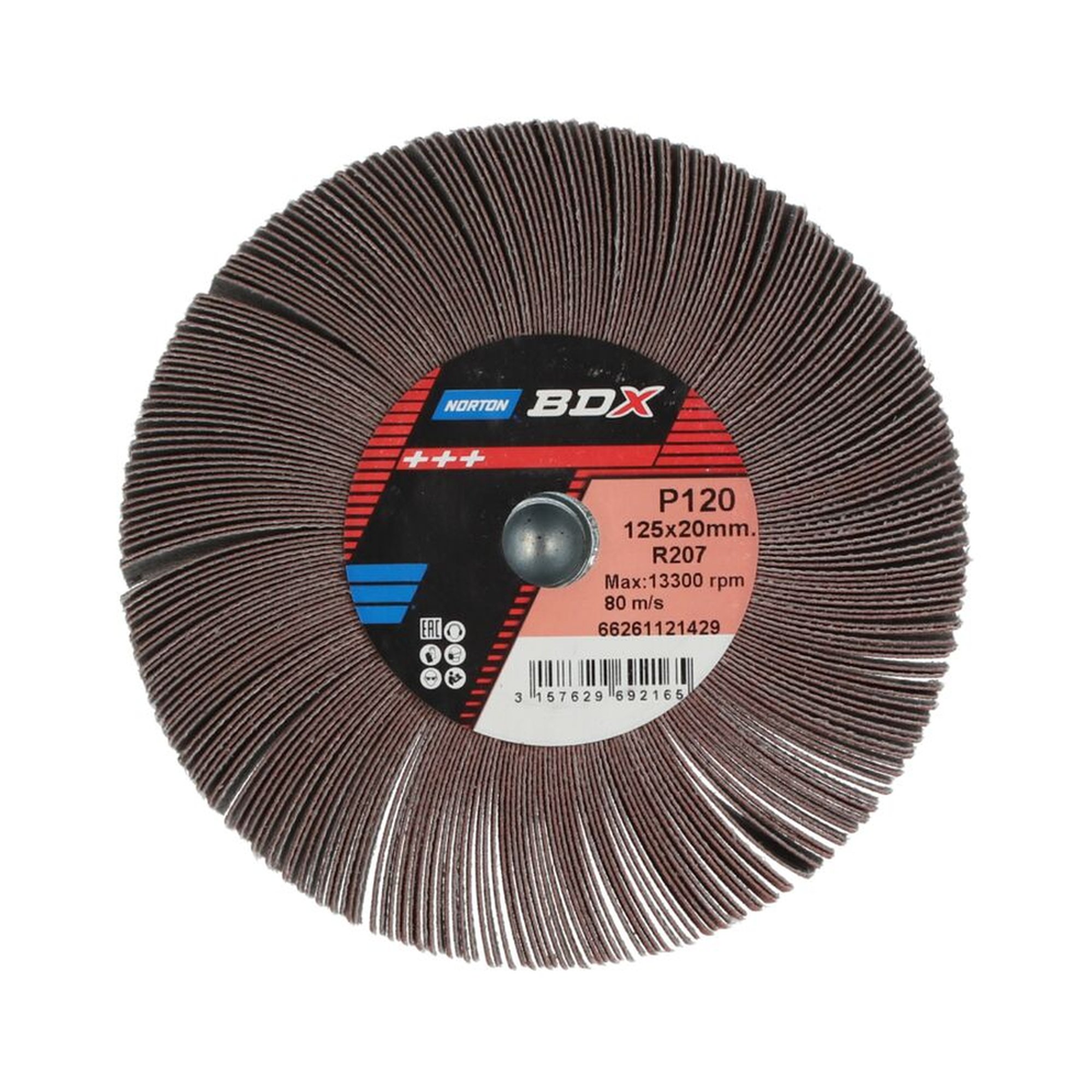 5 x Norton Fächerschleifer M14 125x20 R207 120 BDX Schleifmop für präzises Schleifen